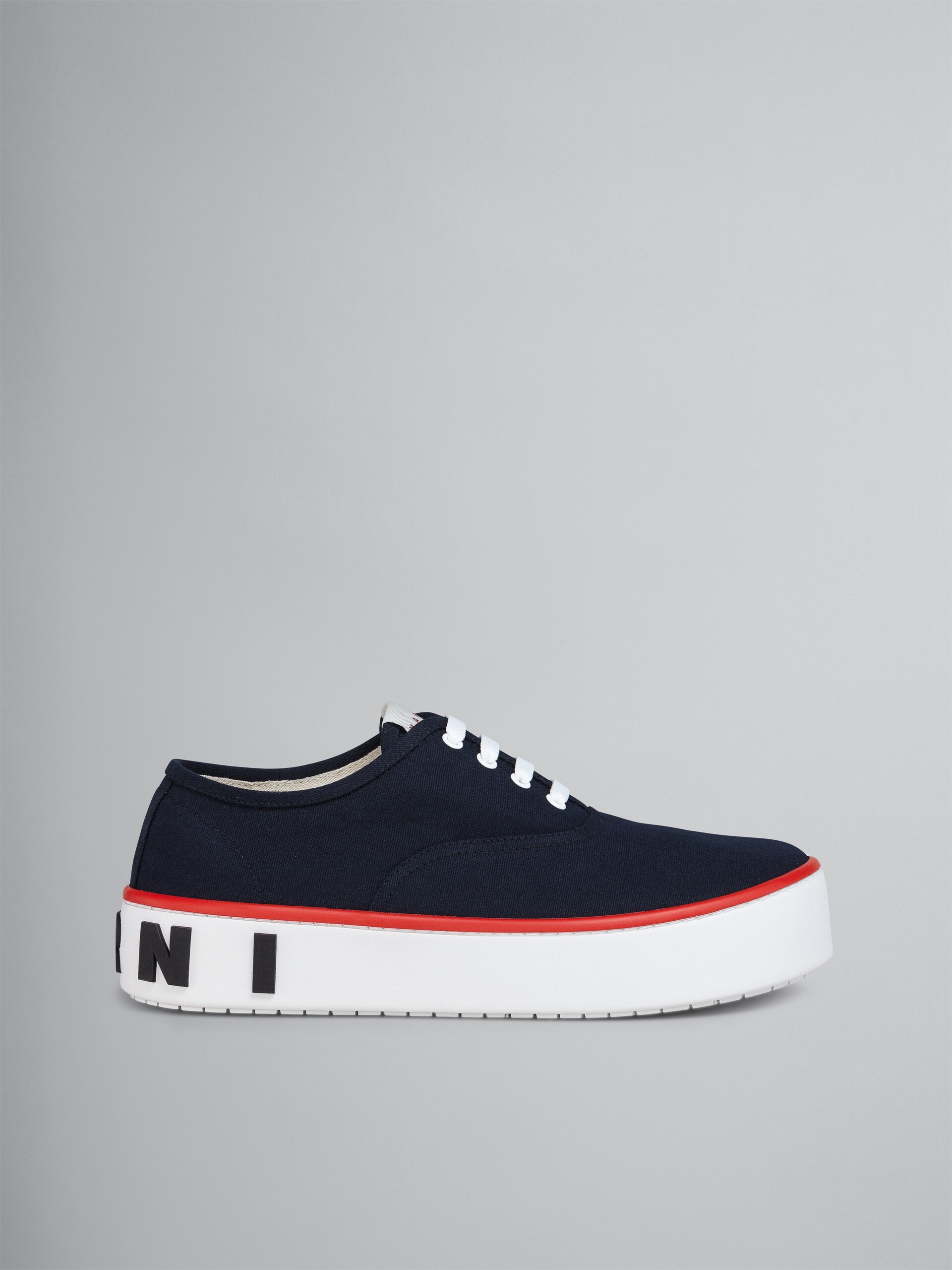 BLUE CANVAS SNEAKER WITH MAXI LOGO - 1