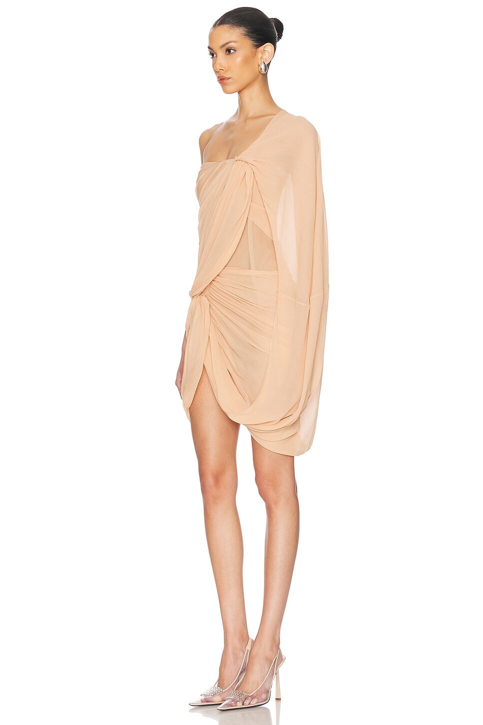 Creponne Asymmetric Drape Mini Dress - 3