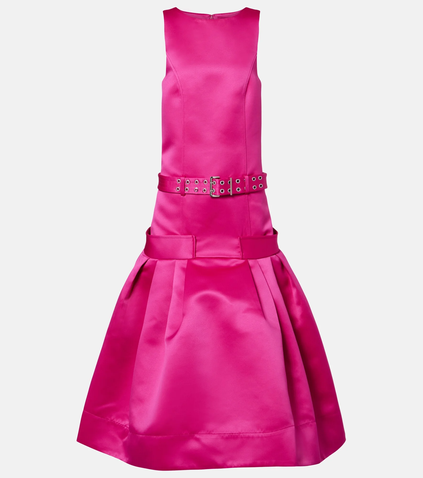 Belted satin midi dress - 1