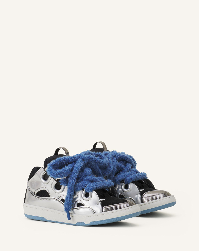 Lanvin CURB METALLIC LEATHER SNEAKERS WITH MESH LACES outlook