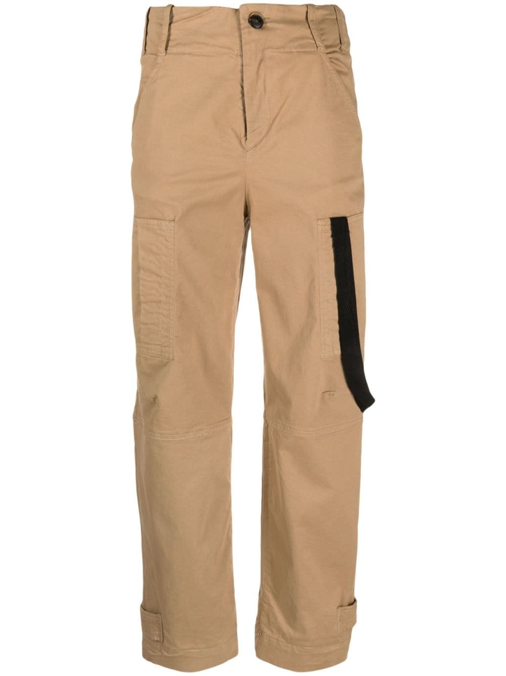 high-waisted straight-leg cotton trousers - 1