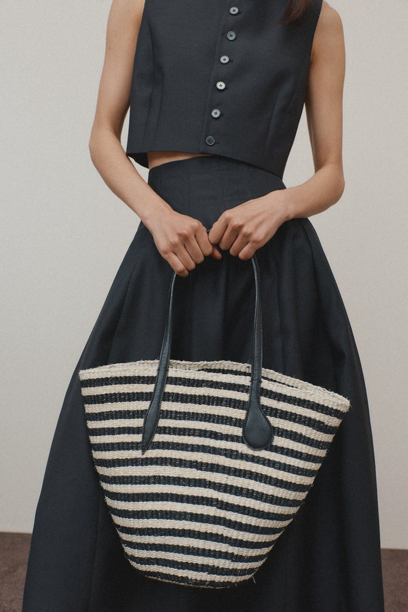 Liffner STRAW BASKET BLACK AND CREAM outlook