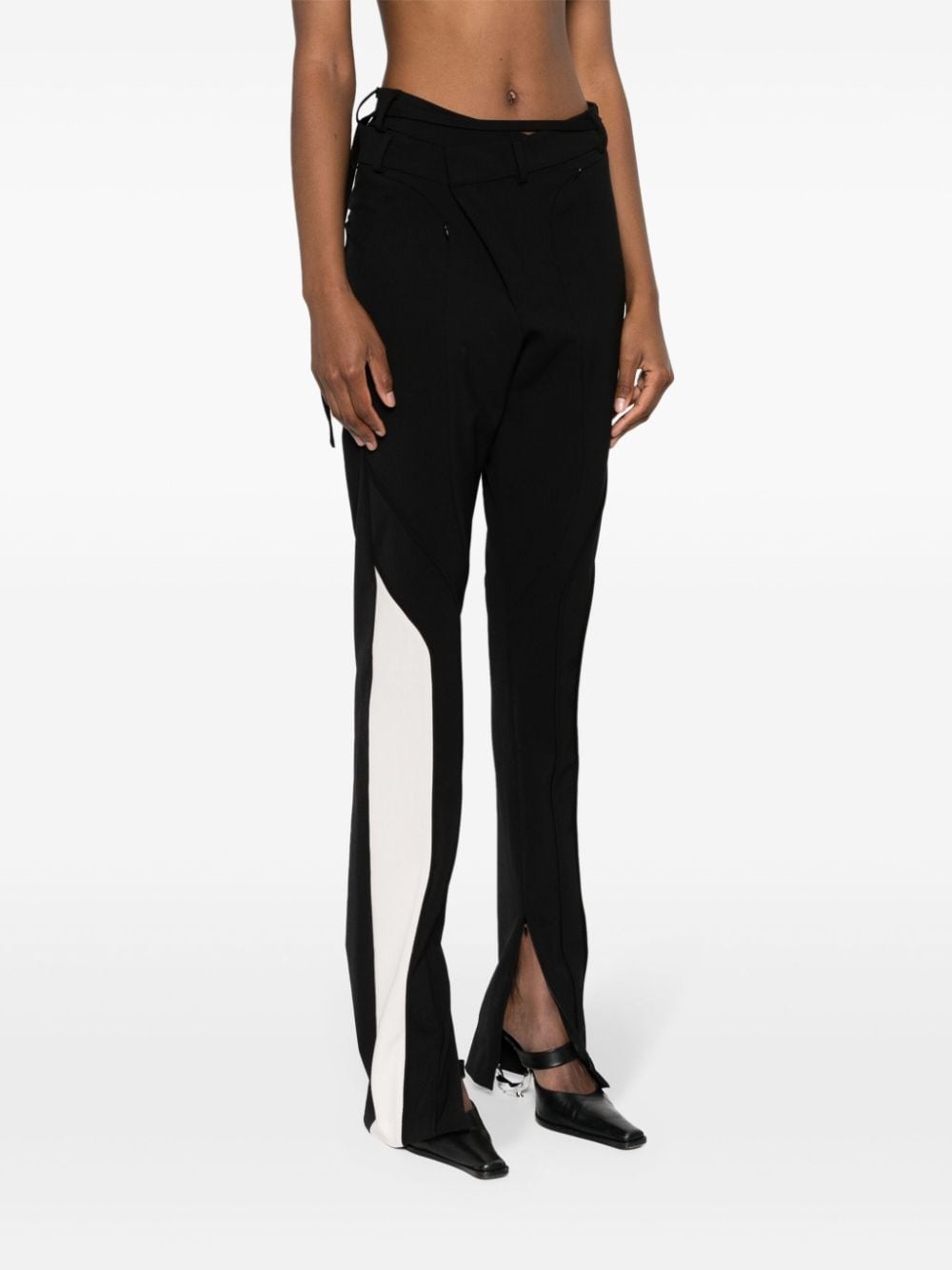 asymmetric straight-leg trousers - 3