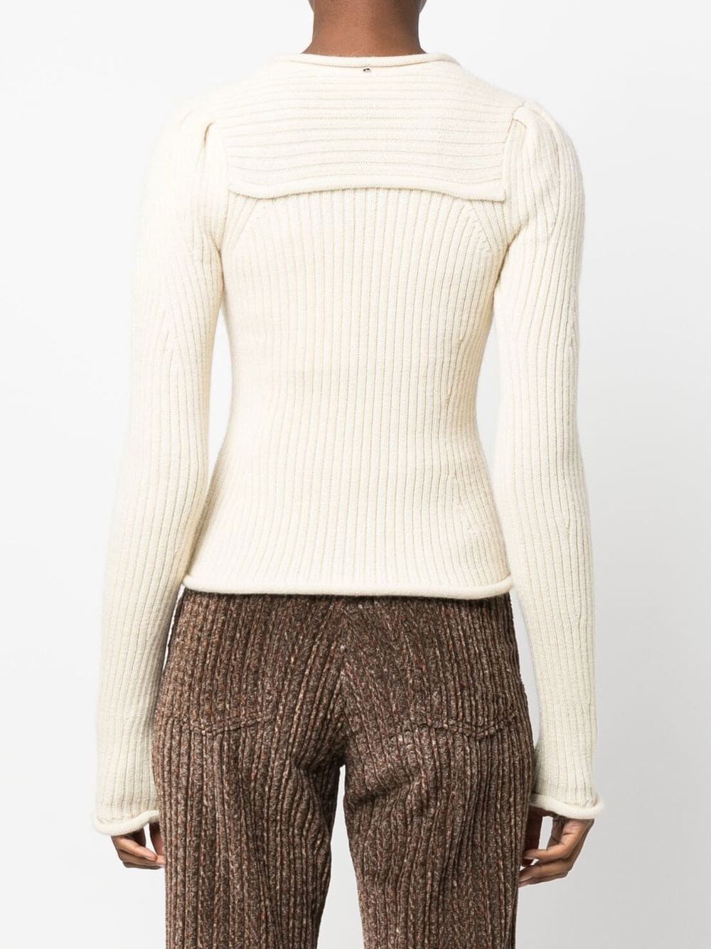 knitted square-neck jumper - 4