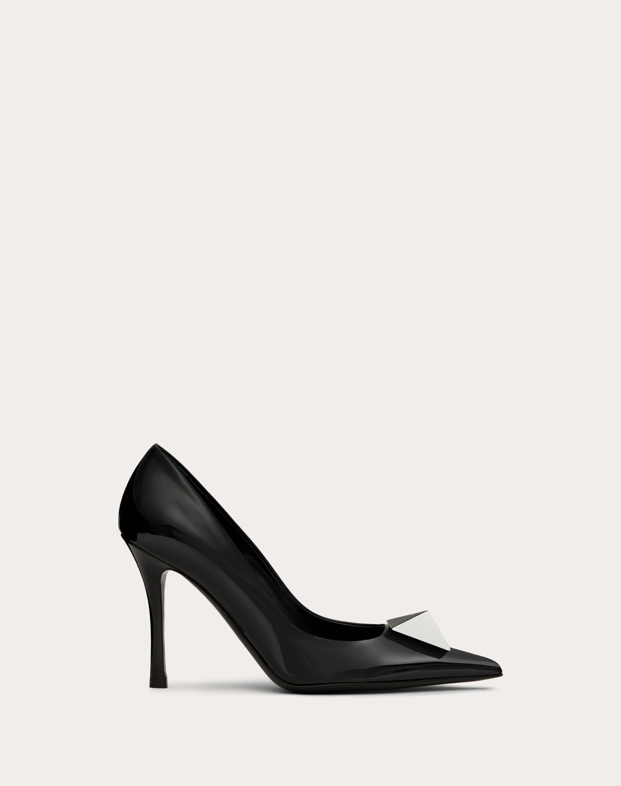 ONE STUD PATENT LEATHER PUMP AND TWO-TONE STUD 100MM - 1