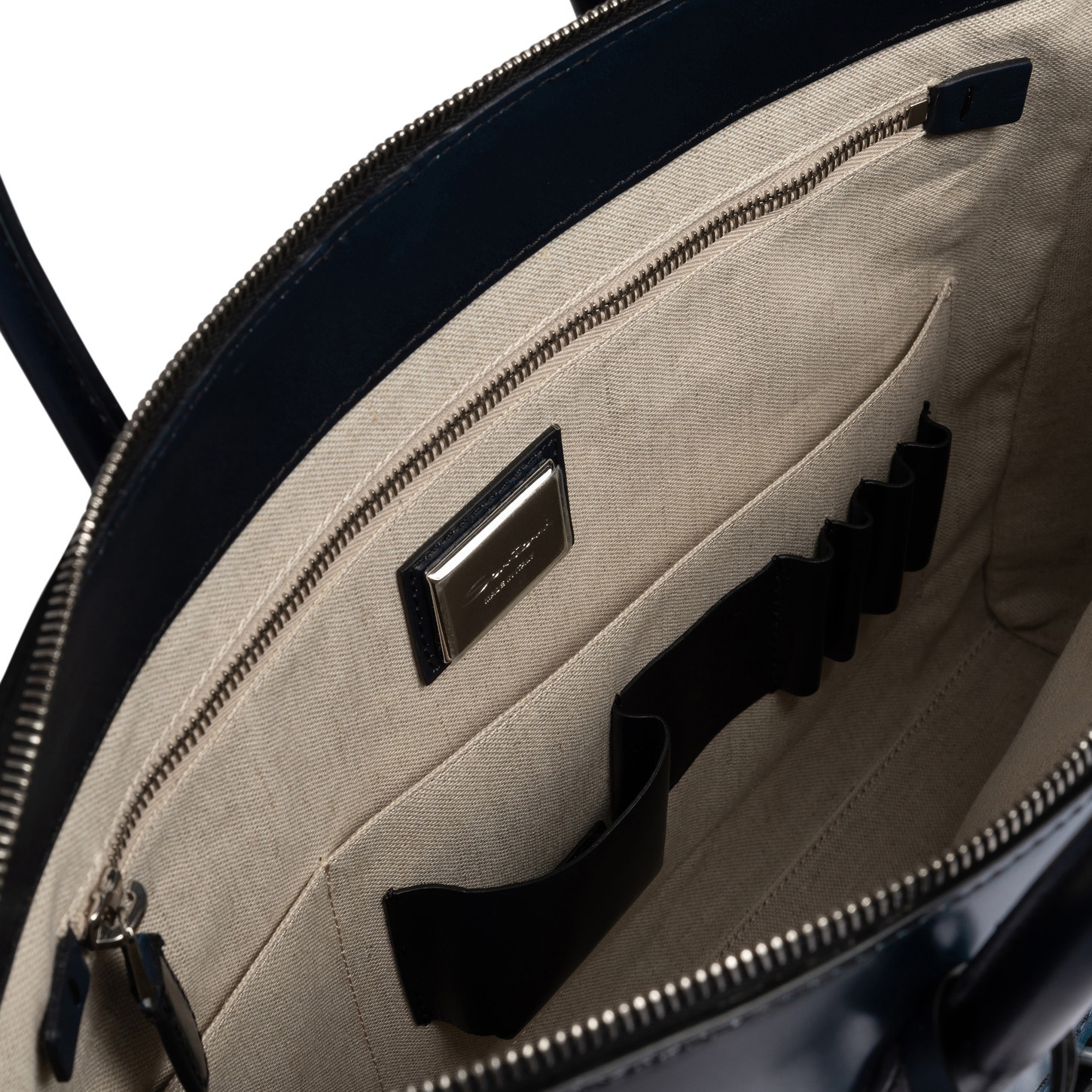 Blue leather laptop bag - 4