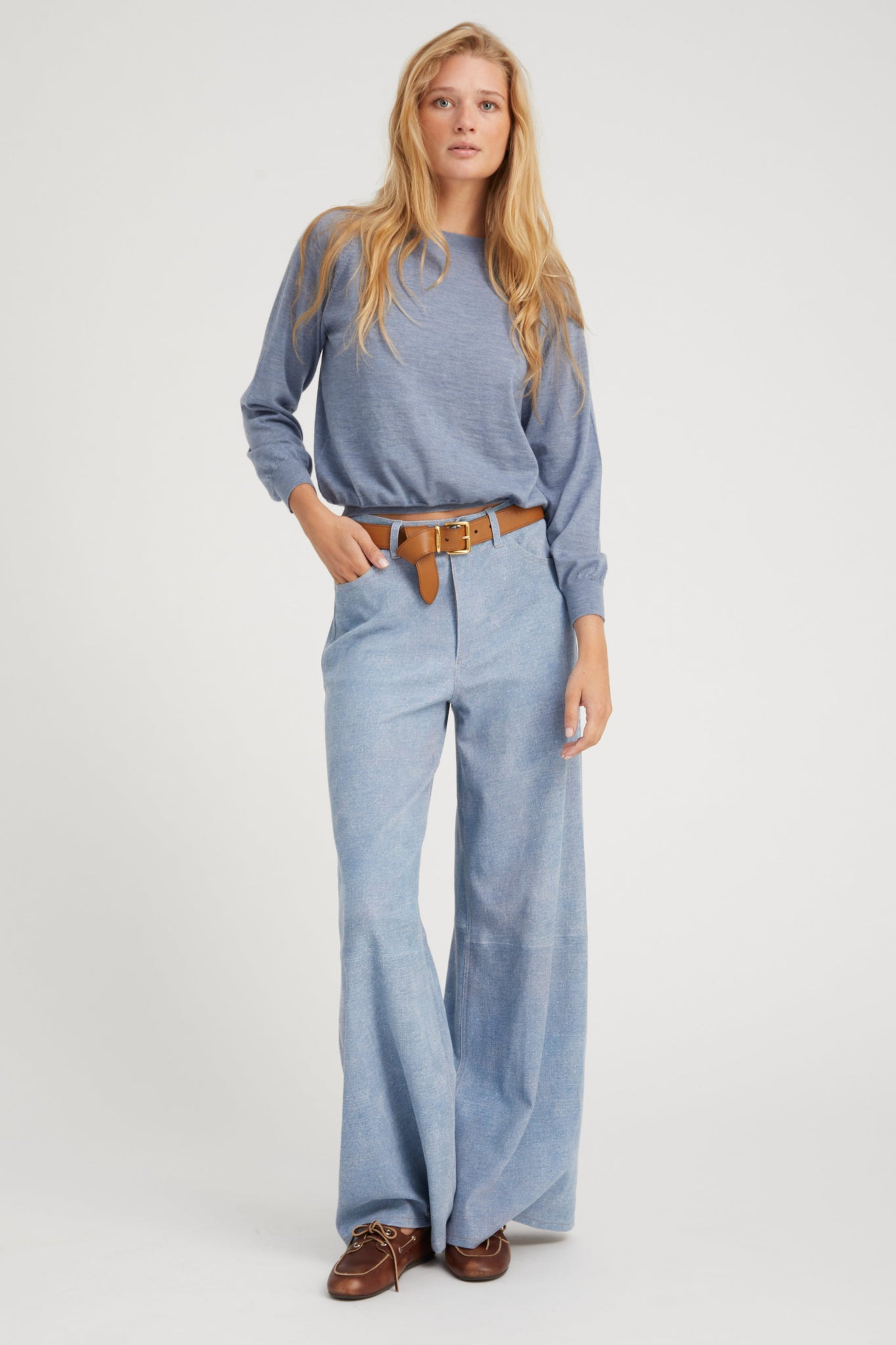 VINTAGE DENIM SUEDE 5 POCKET WIDE LEG - 2