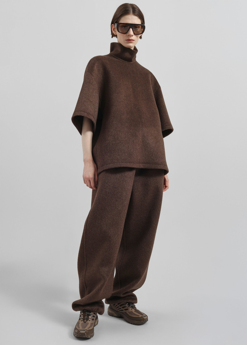 Delancey Mock Neck Wool Top - Brown Melange 7