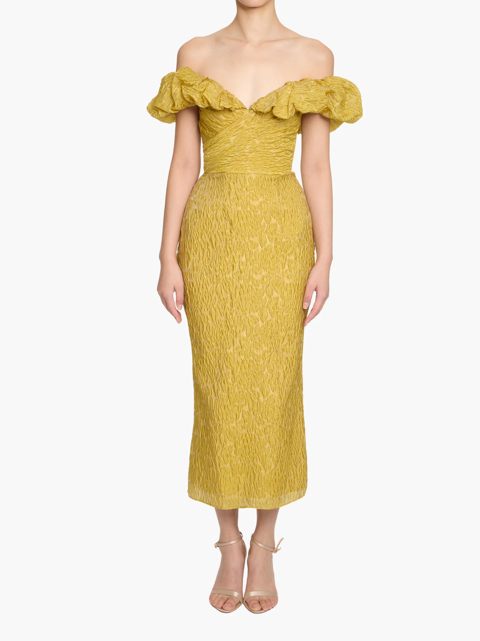 OFF-THE-SHOULDER CLOQUÉ COCKTAIL DRESS - 1