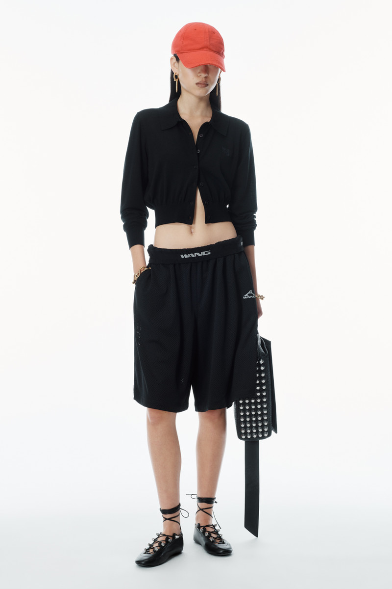 Alexander Wang High-Frequency Stacked Logo Cardigan in Merino Wool outlook