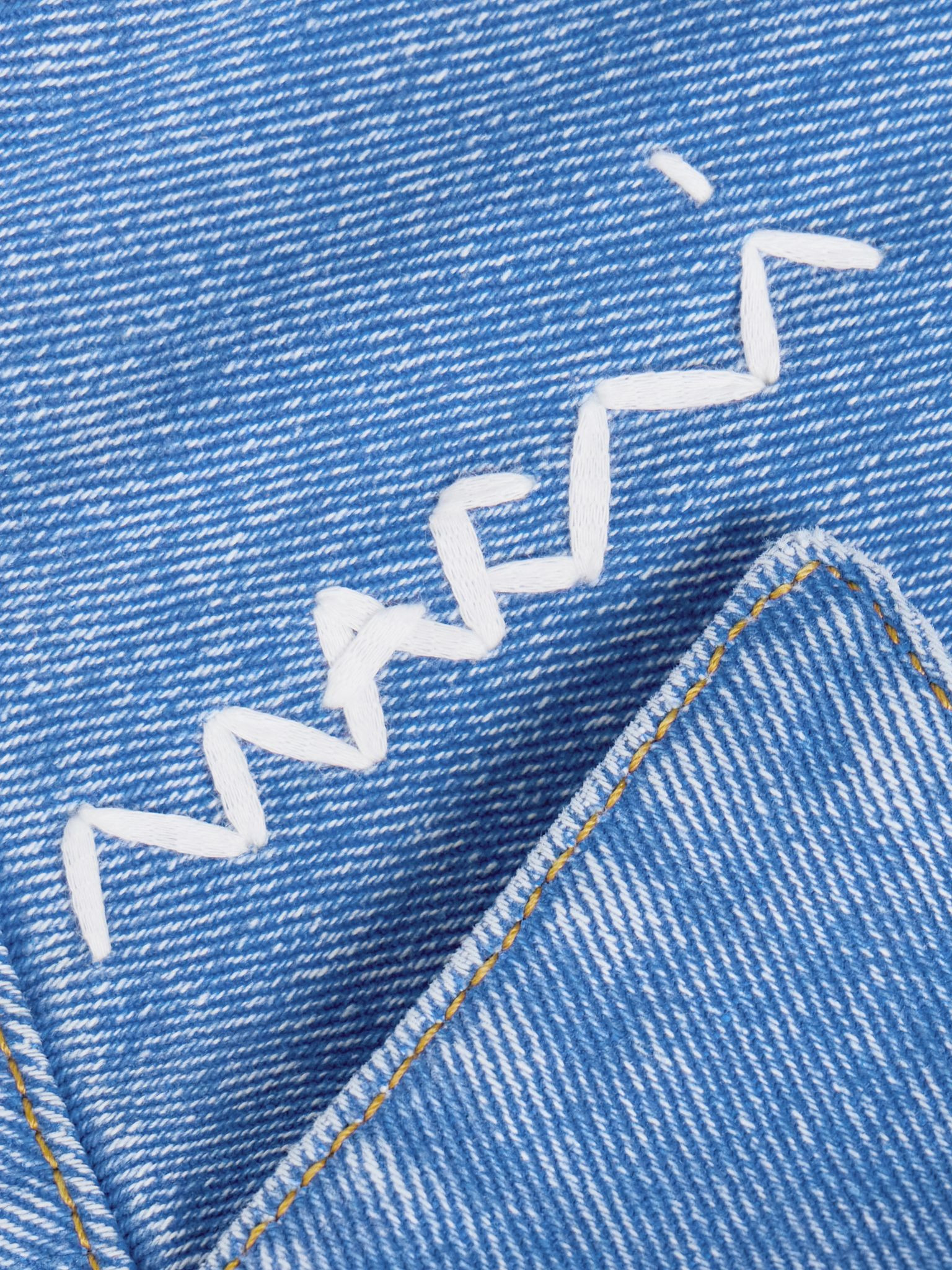 Embroidered frayed denim shirt Blue - 4