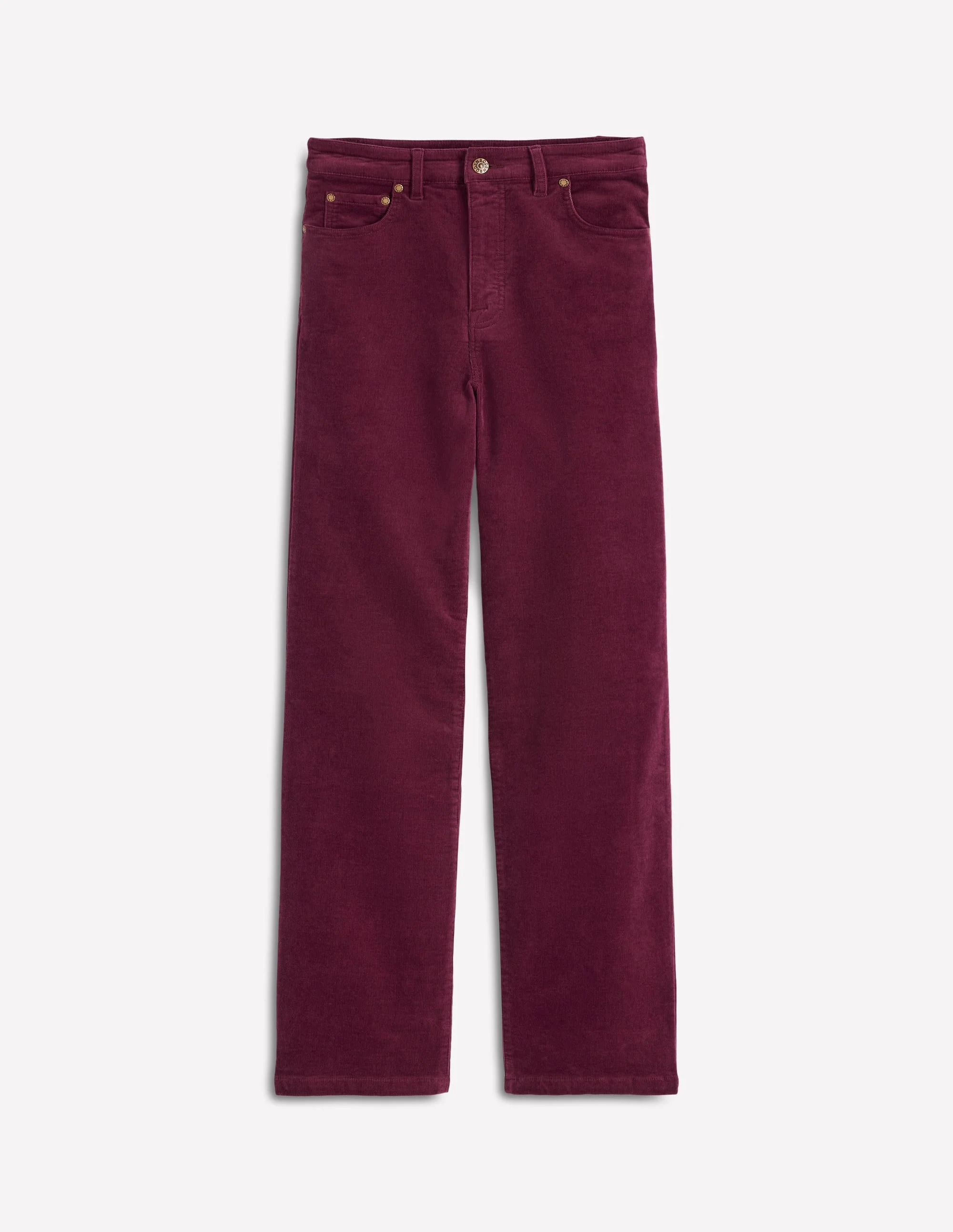 5-Pocket Cord Column Jeans-Burgundy - 1
