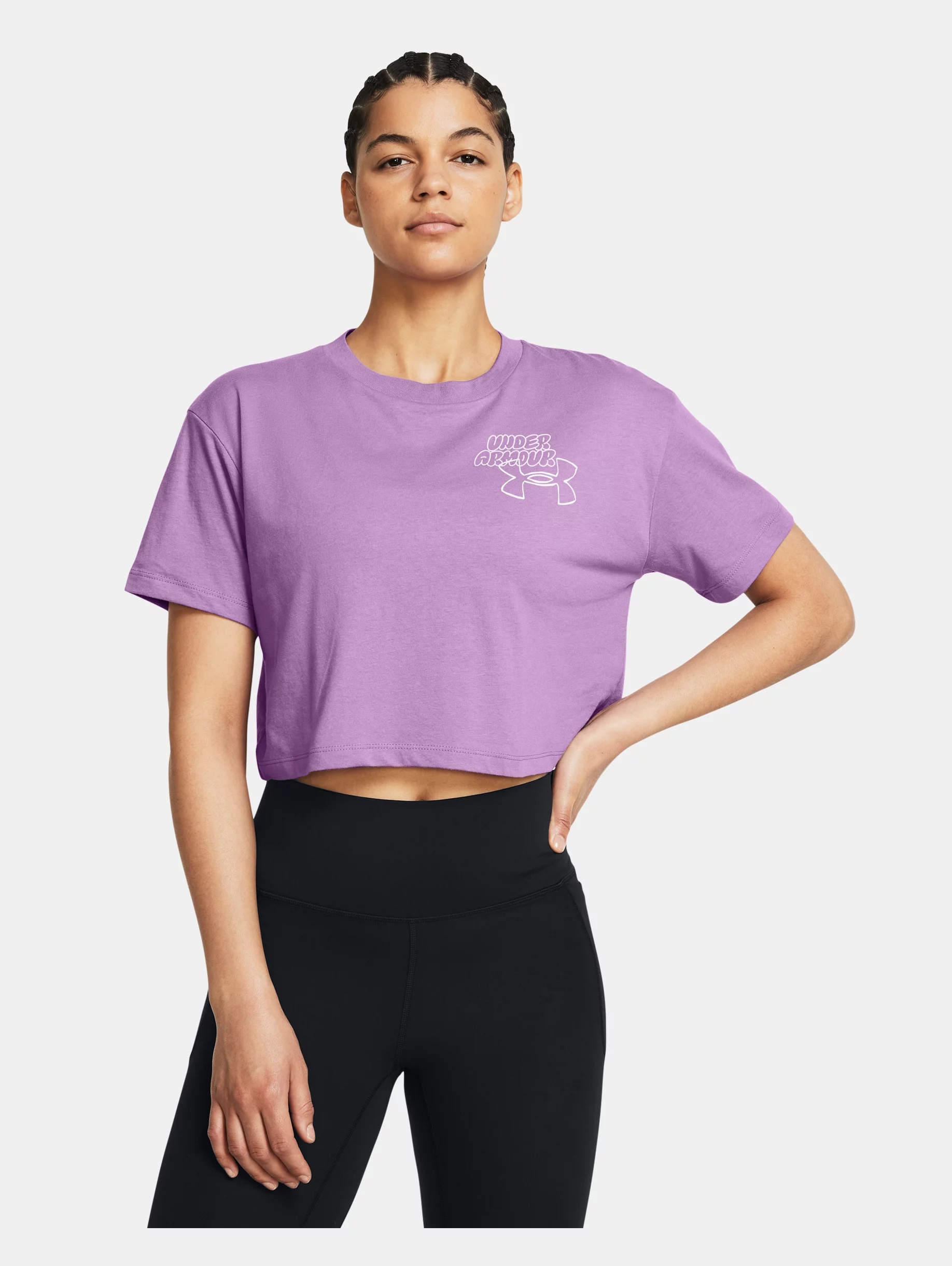 Women's UA Bubble Script Crop Short Sleeve - 2