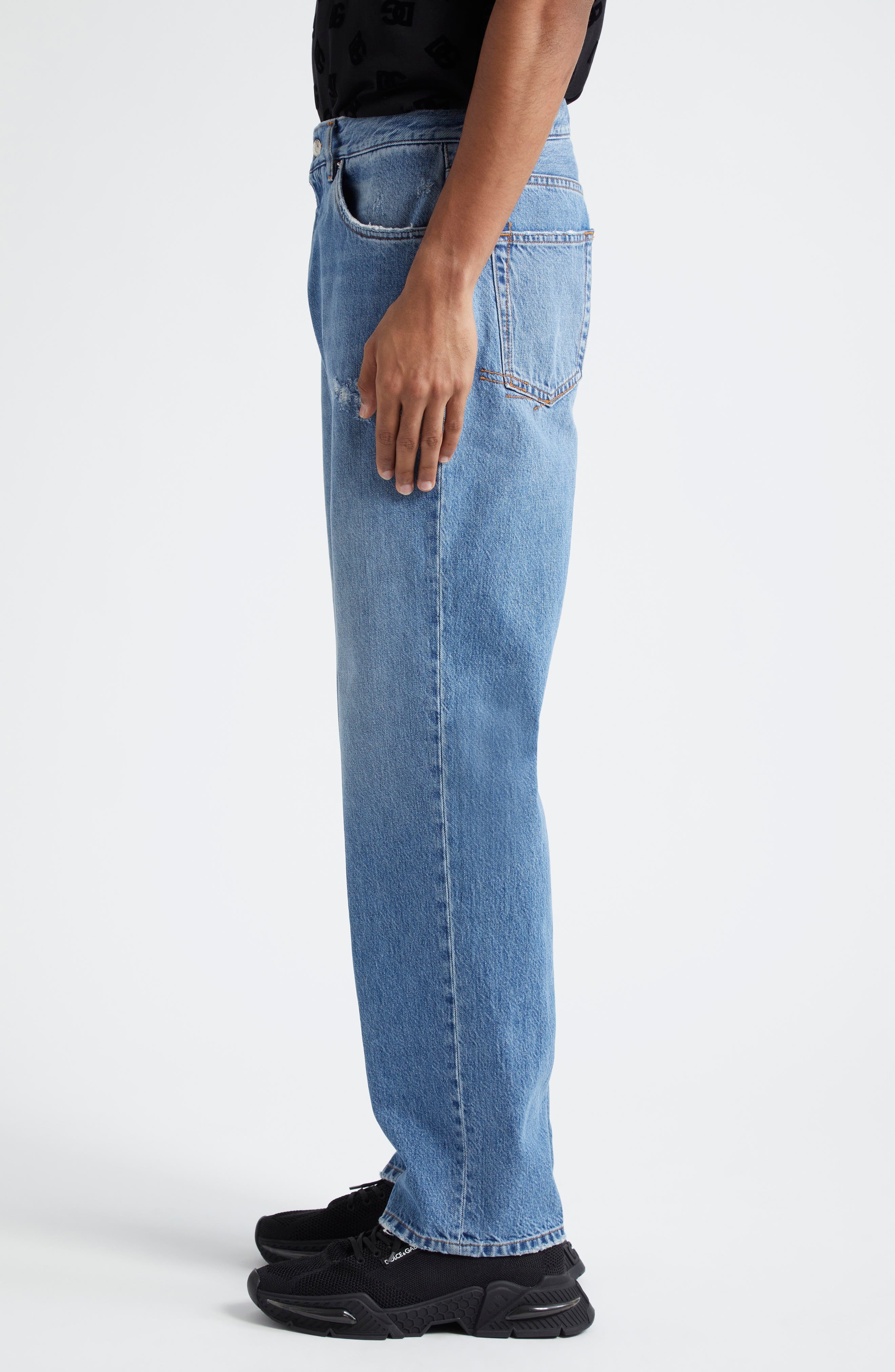 Dolce&Gabbana Distressed Straight Leg Jeans in S9001 Variante Abbinata at Nordstrom - 3