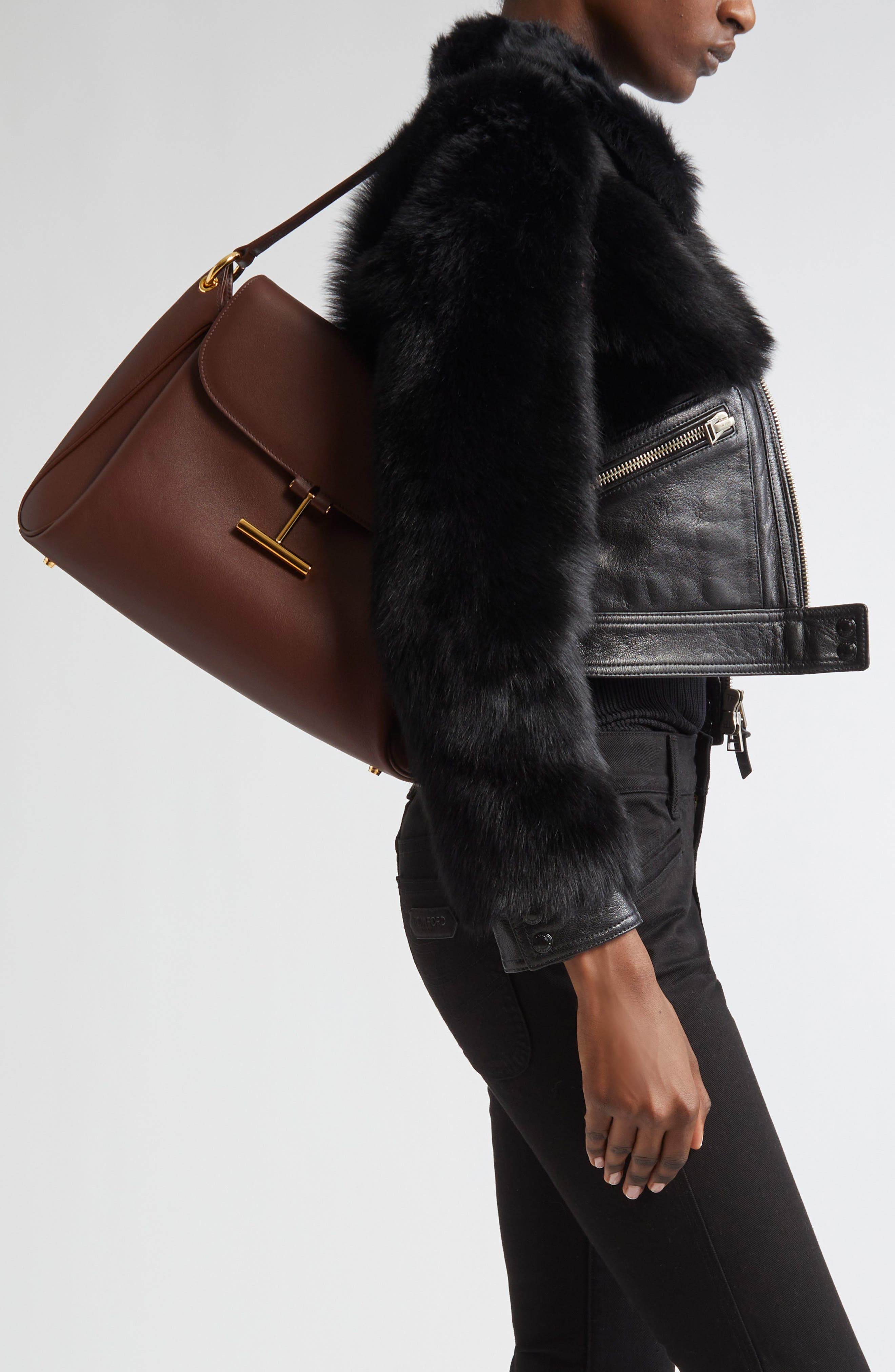 TOM FORD Medium Tara Leather Shoulder Bag in Cocoa at Nordstrom - 3