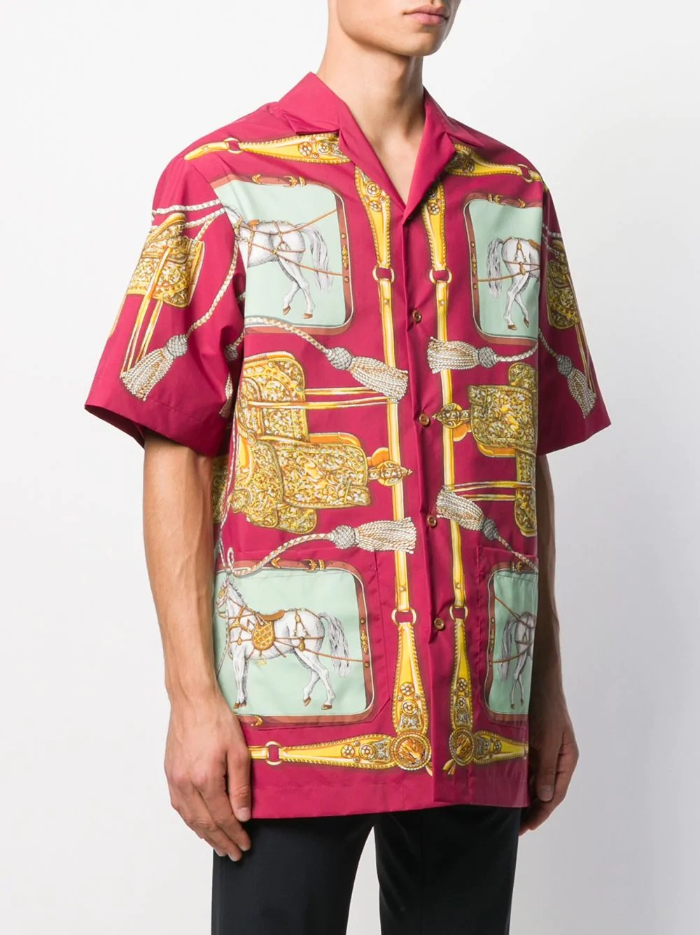 archival horse print bowling shirt - 3