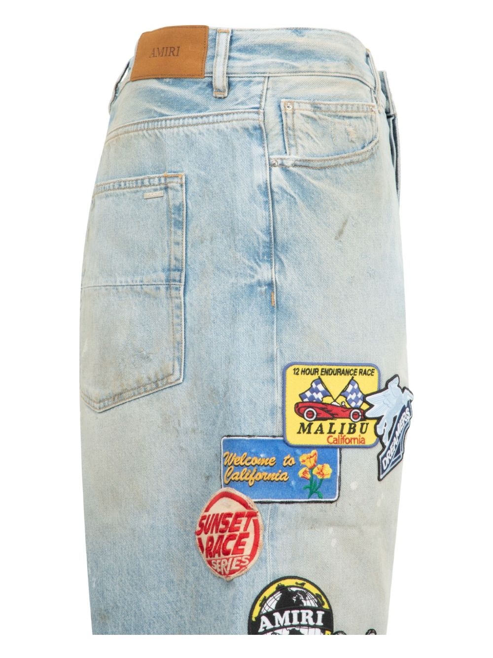 patch-detail denim shorts - 2