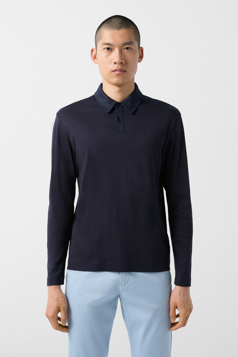 Mika Longsleeve polo shirt in Navy blue 2