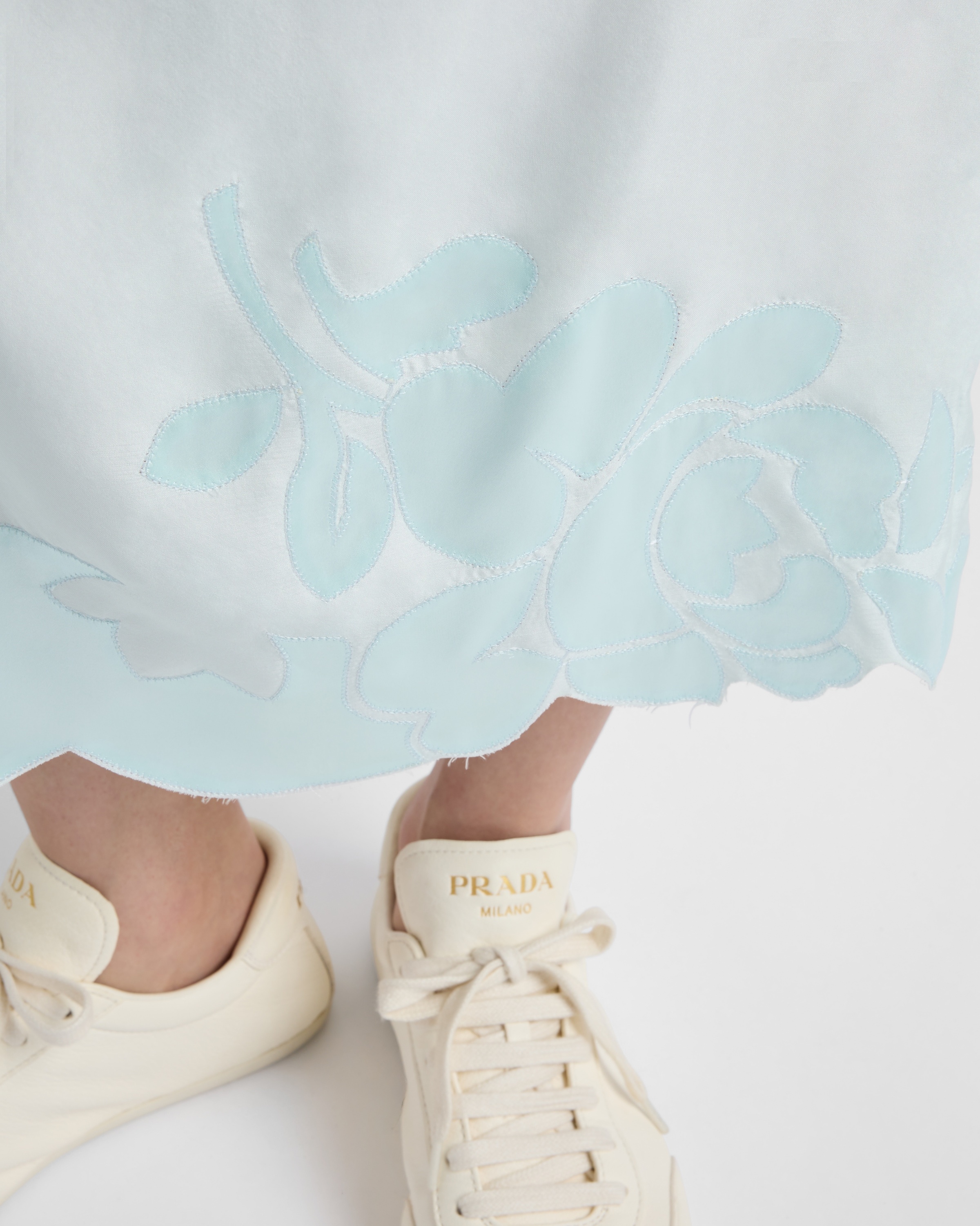 Embroidered habutai silk midi-skirt - 4