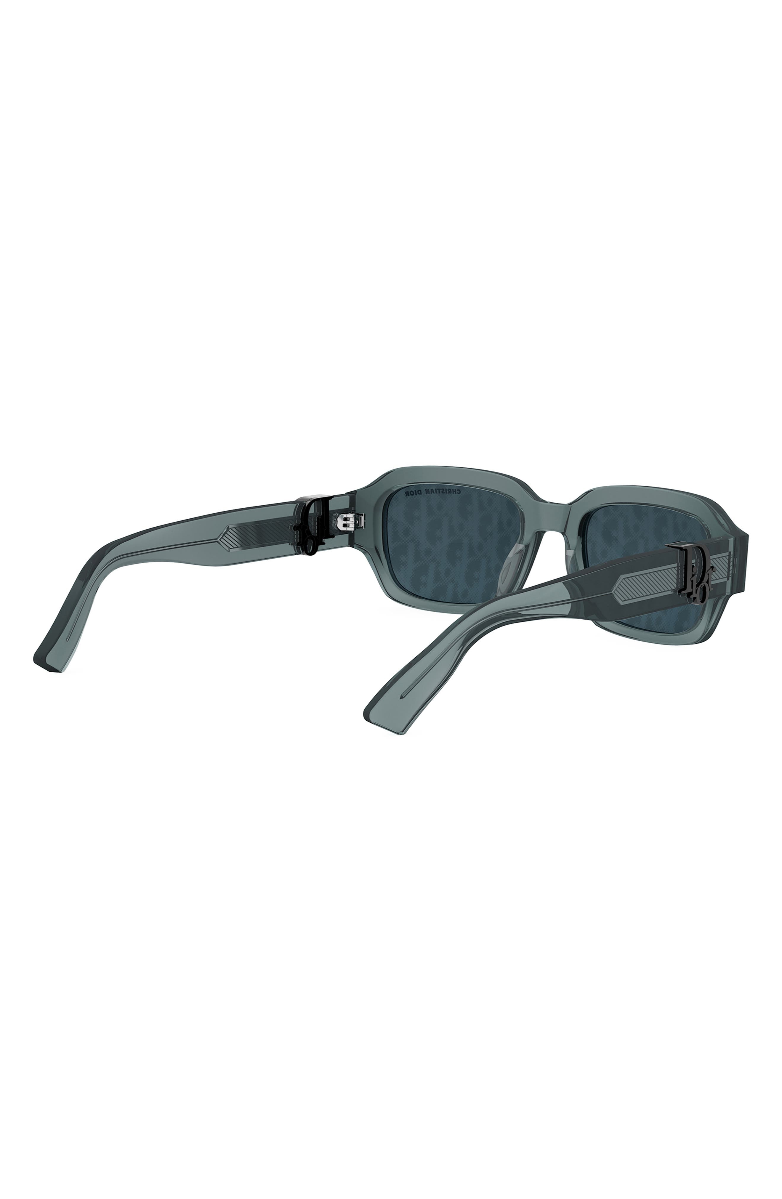 'Dior Oblique S2I 52mm Rectangular Sunglasses in Shiny Blue /Blu Mirror at Nordstrom - 8