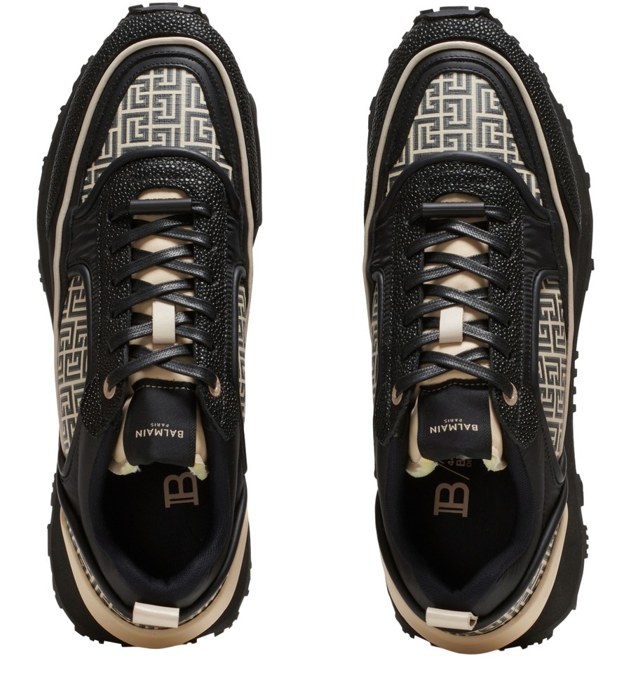 スニーカー Balmain RACER MONOGRAMMED NYLON AND LEATHER Sneakers Balmain Racer sneakers in monogrammed nylon and leather
