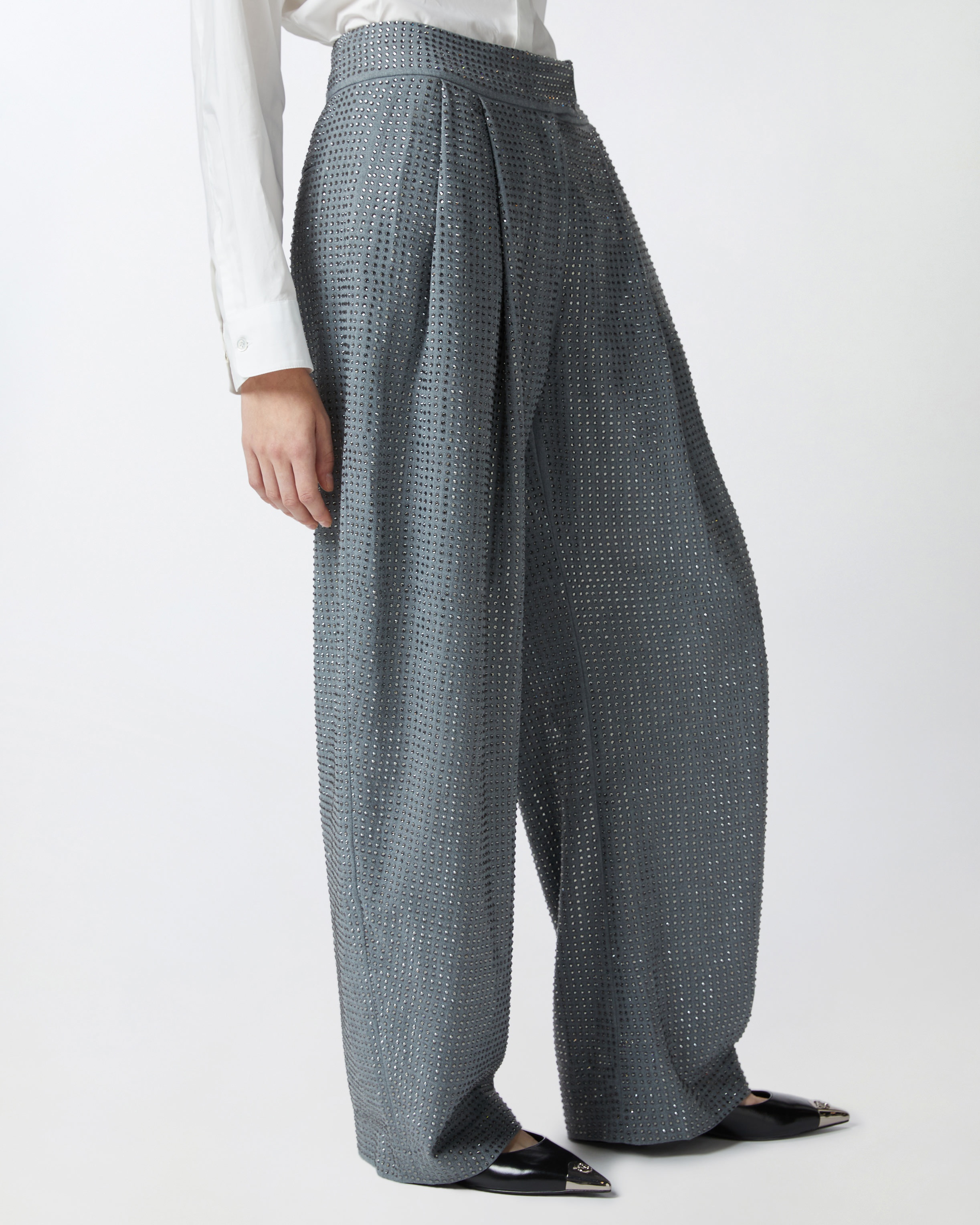 PINKO WIDE-LEG TROUSERS WITH RHINESTONES | REVERSIBLE