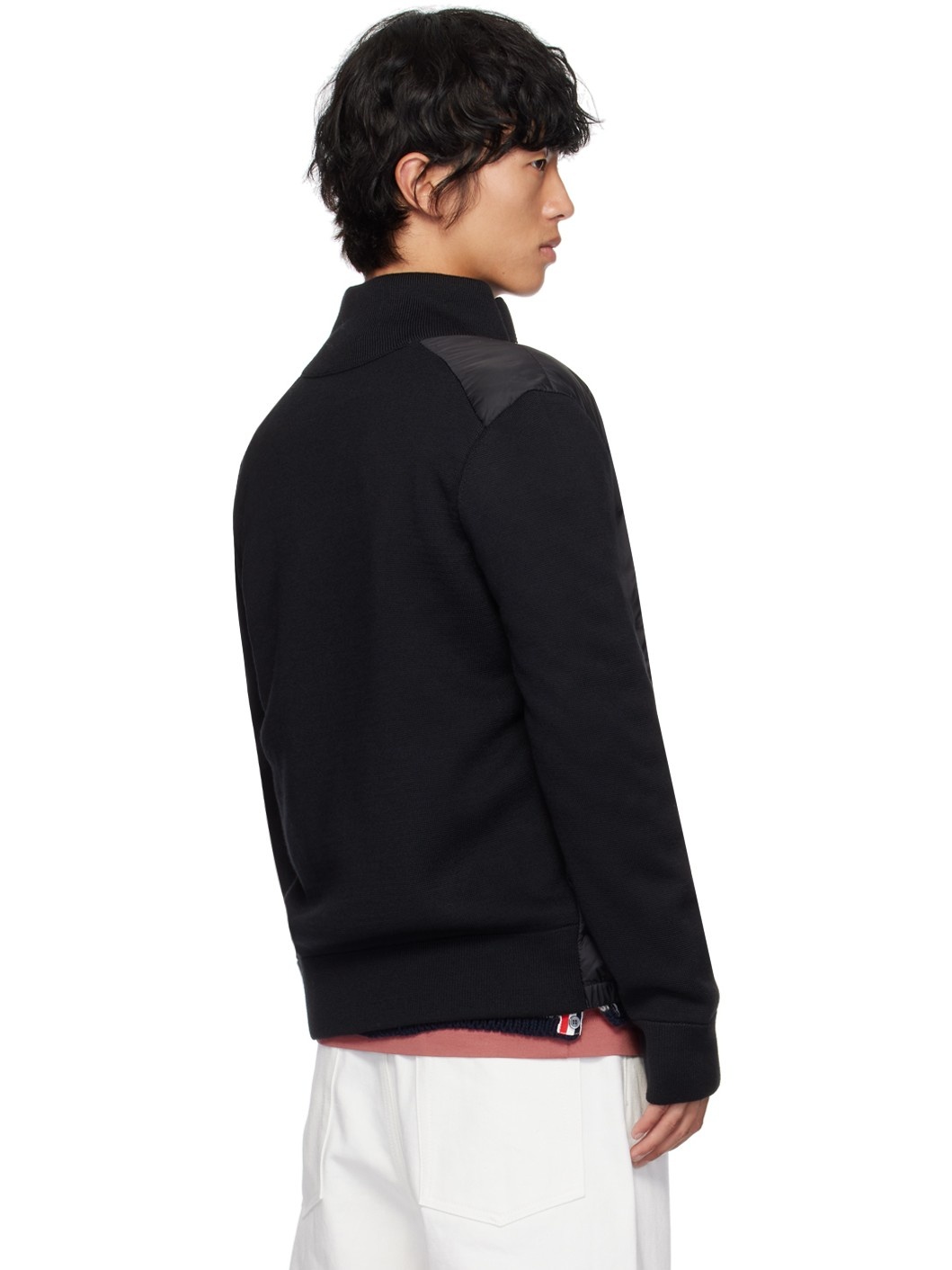 Black Quilted Down Cardigan - 3