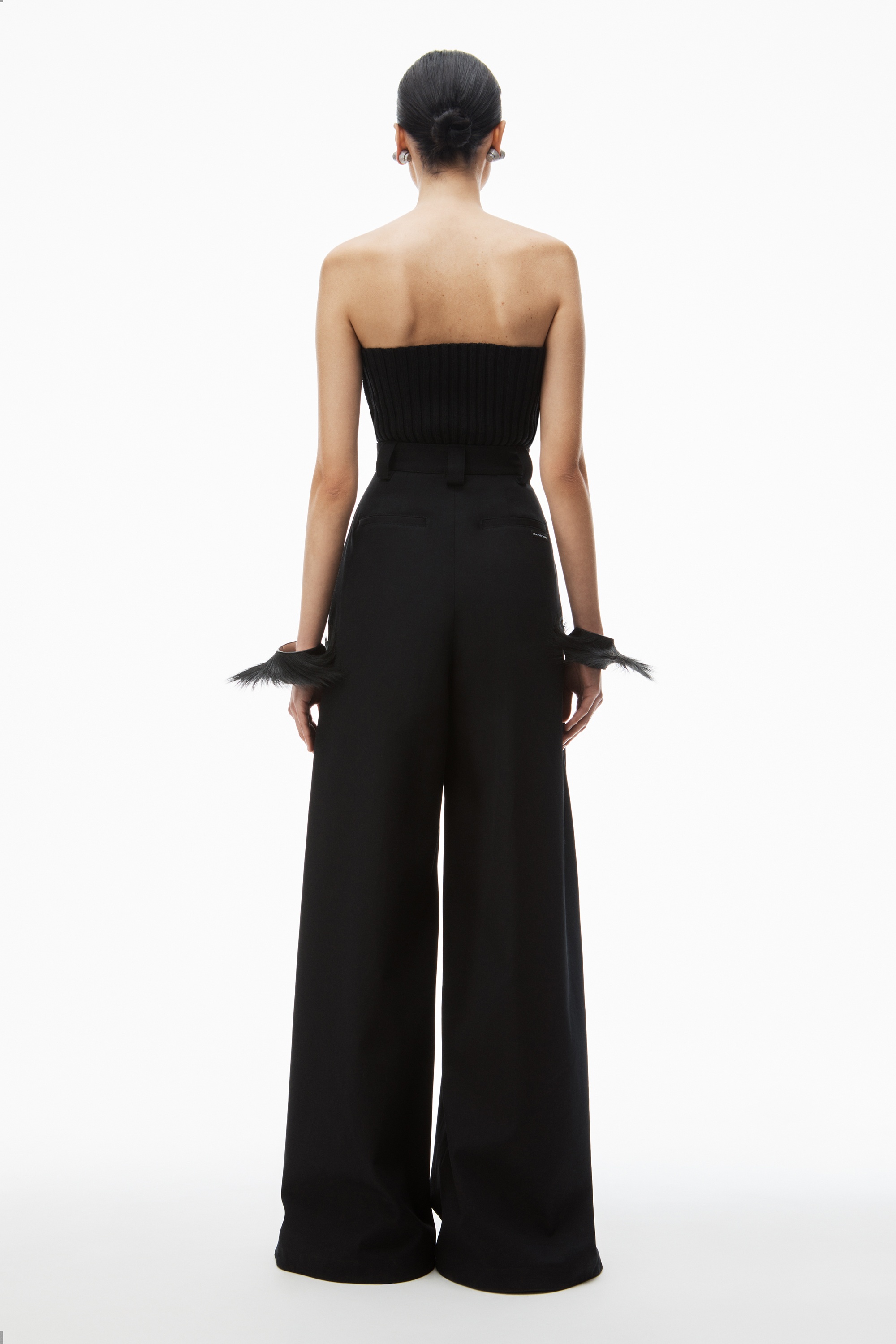 high-waist wide-leg pant in wool twill - 4