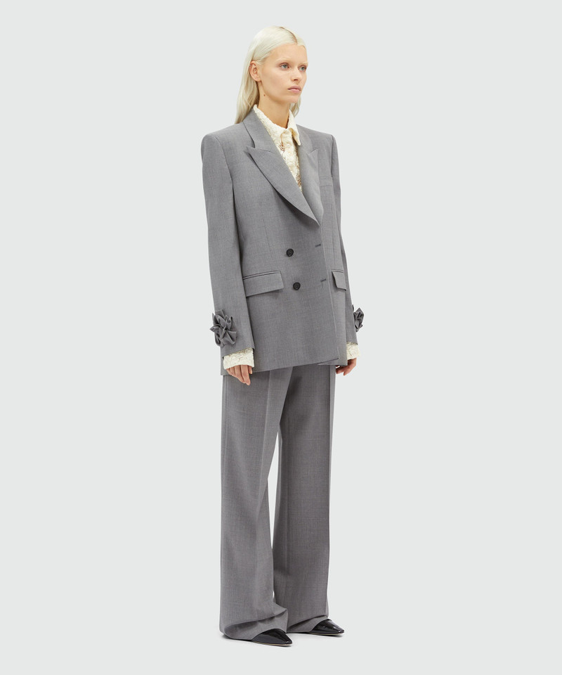 Grey melange double-breasted "MSGM Tailoring" wool jacket with applications 4