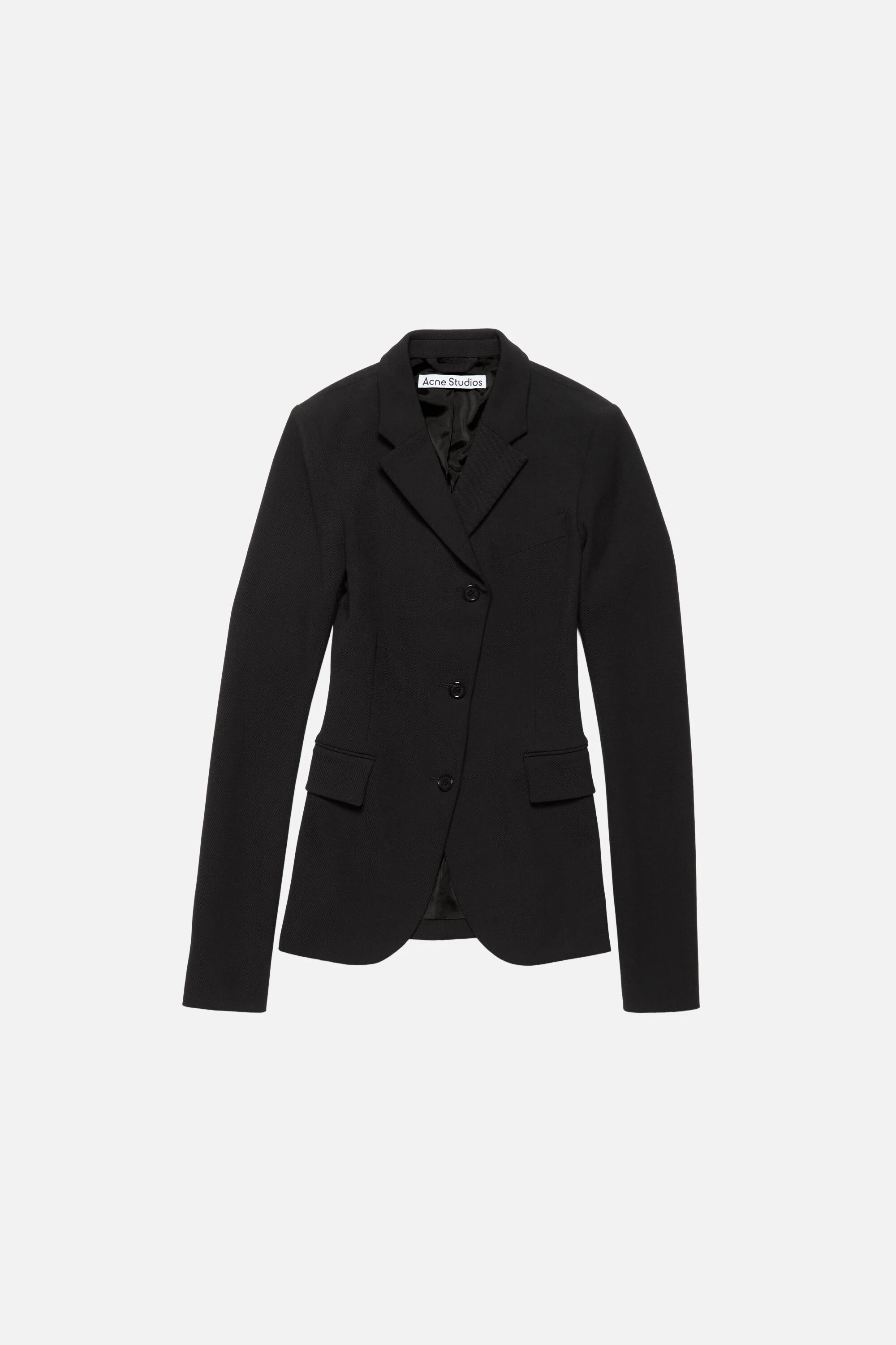 Fitted wool suit jacket - Black - 1