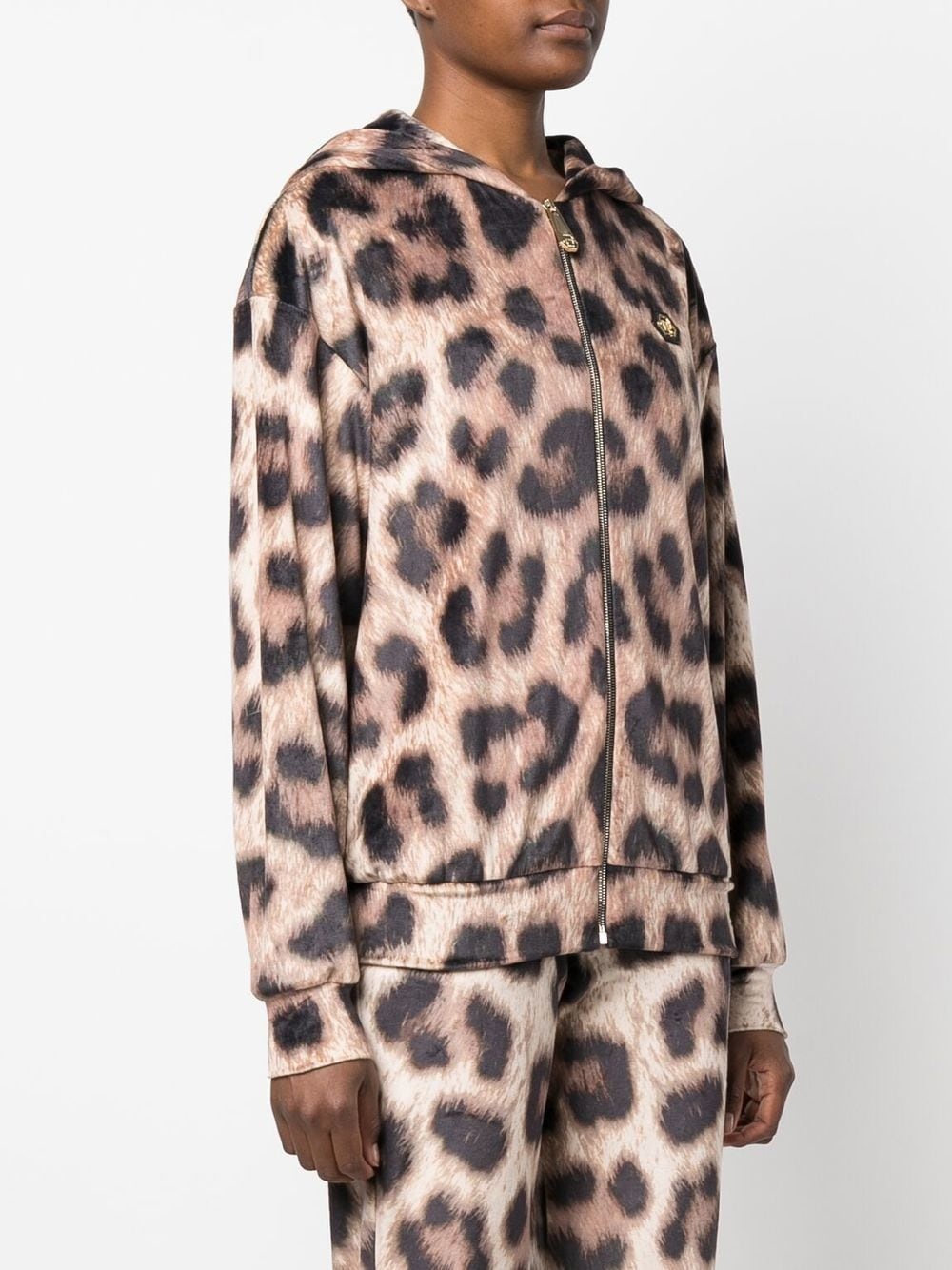 leopard-print zip-up hoodie - 4