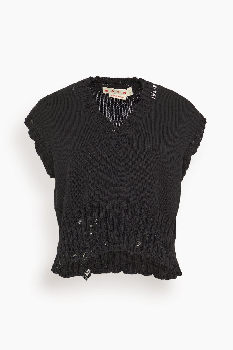 V-Neck Sweater Vest in Black 1