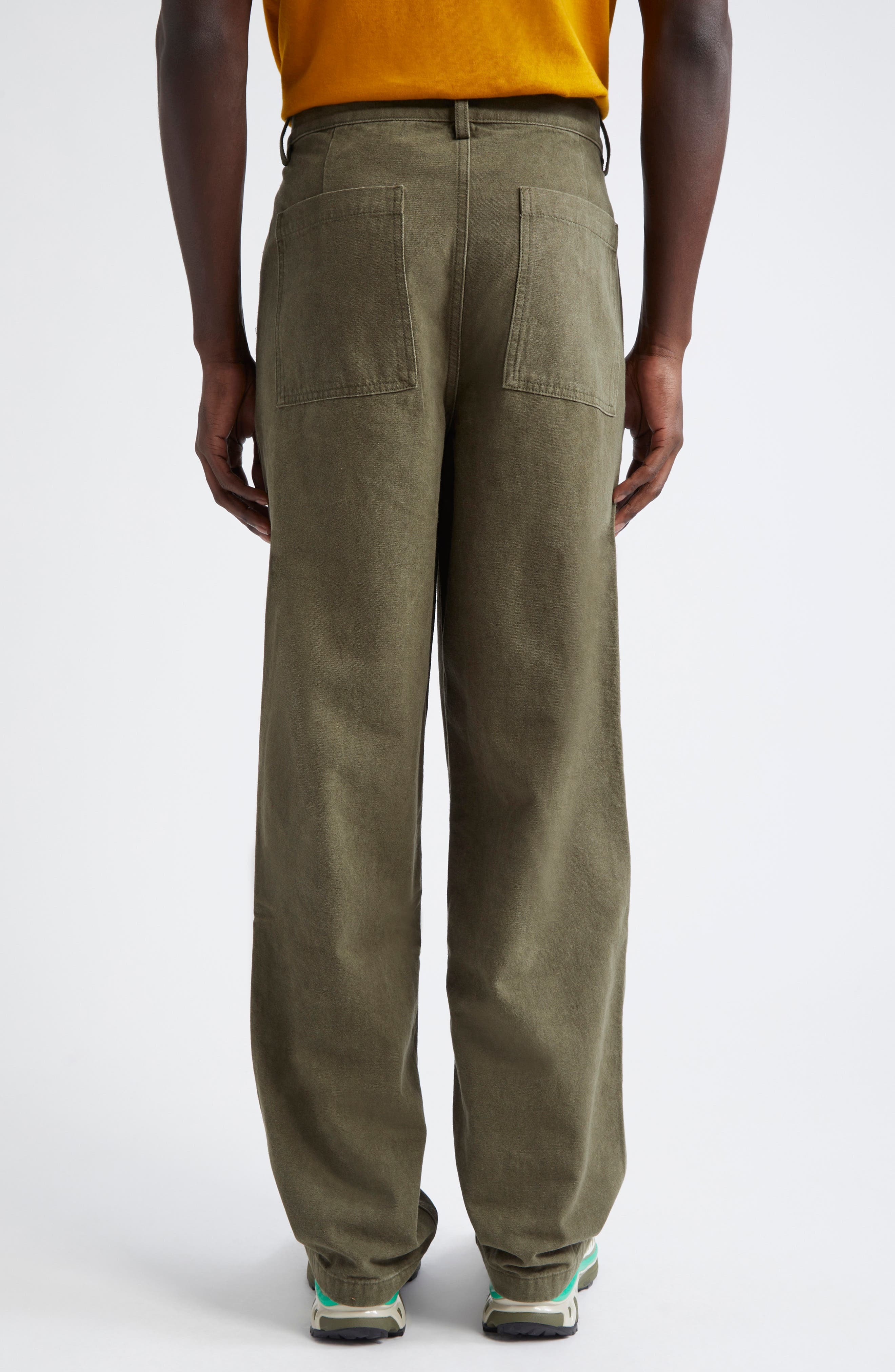 Noah Double Pleat Cotton Pants in Dark Olive at Nordstrom - 3