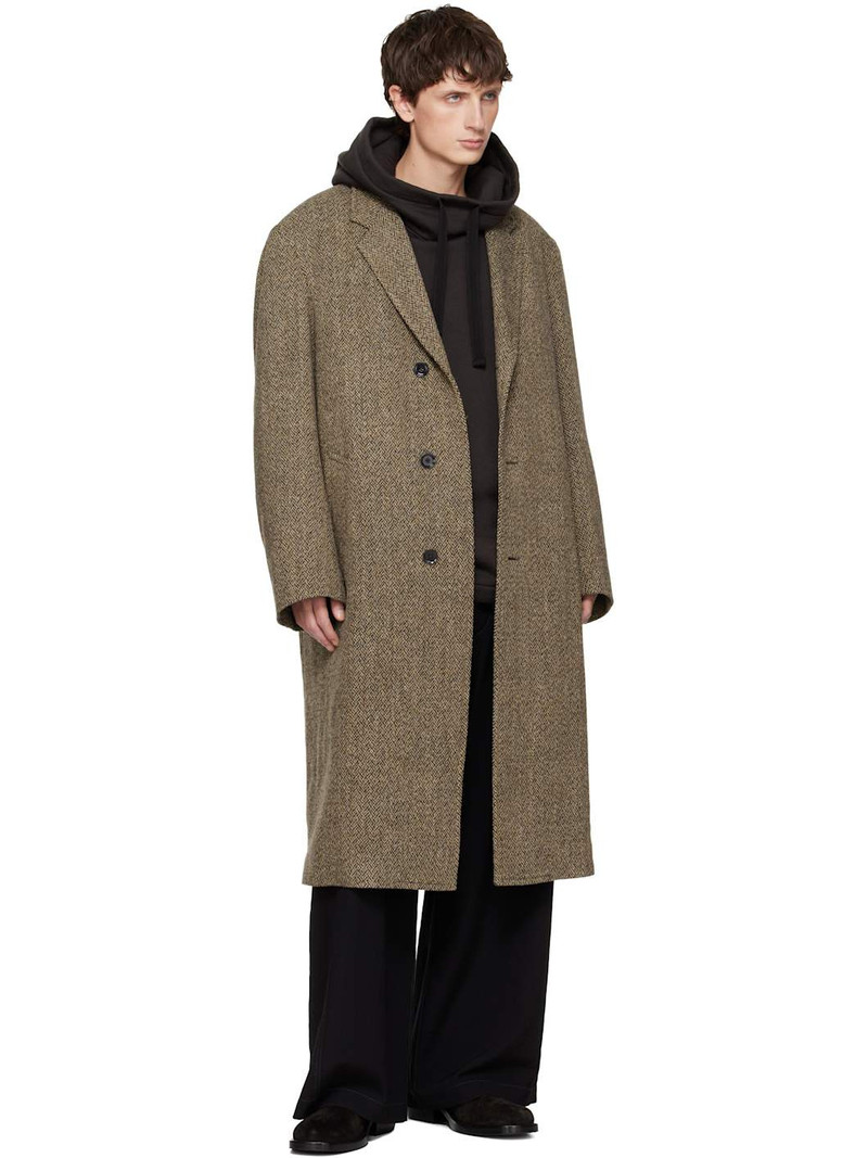 Lemaire Beige & Black Chesterfield Coat outlook