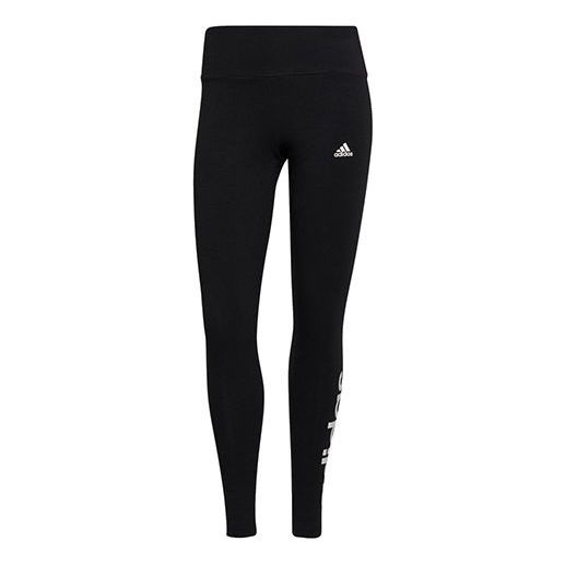 (WMNS) adidas W Lin Leg logo Printing Sports Tight Gym Pants/Trousers/Joggers Black GL0633 - 1