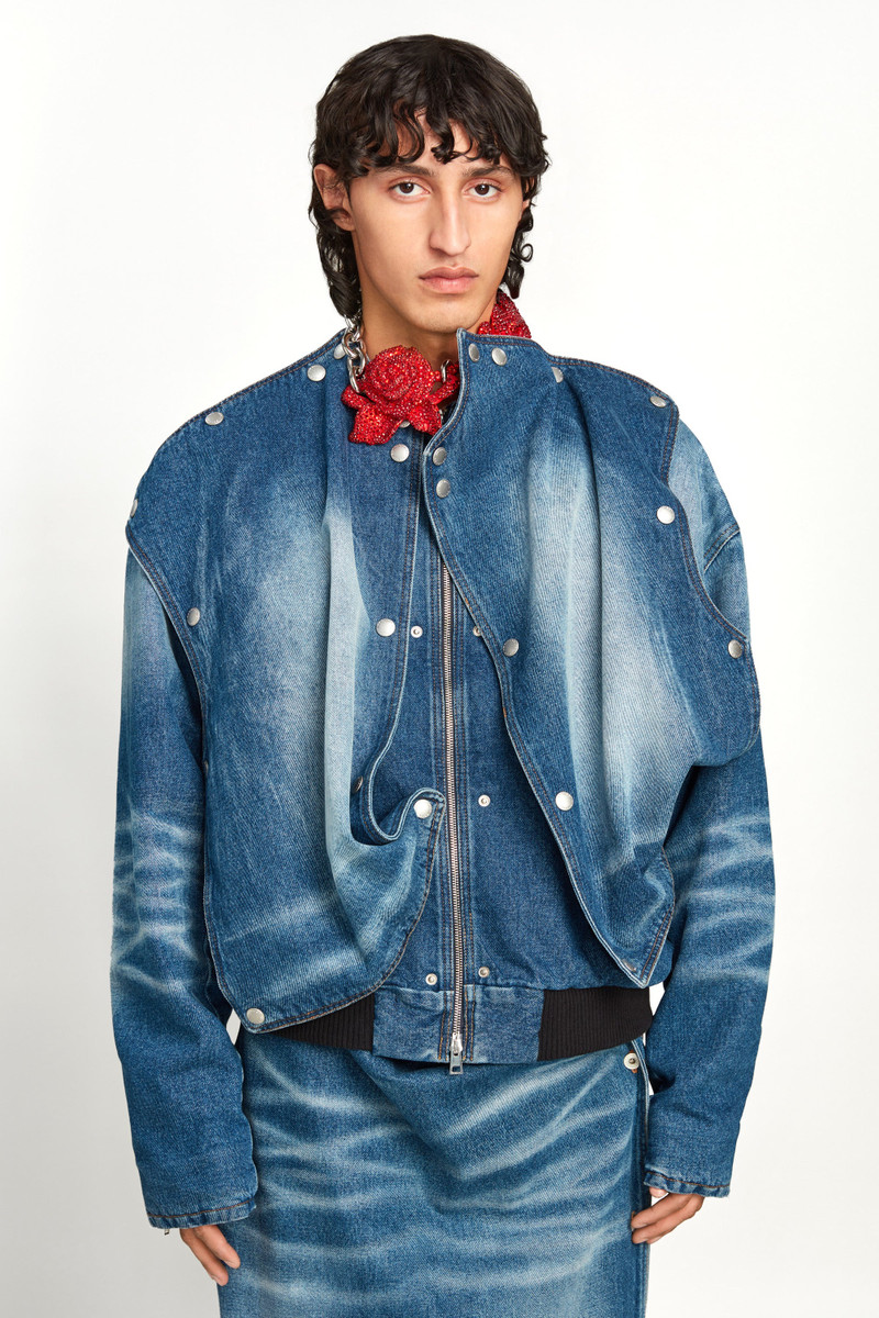 Snap Off Denim Bomber Jacket 4