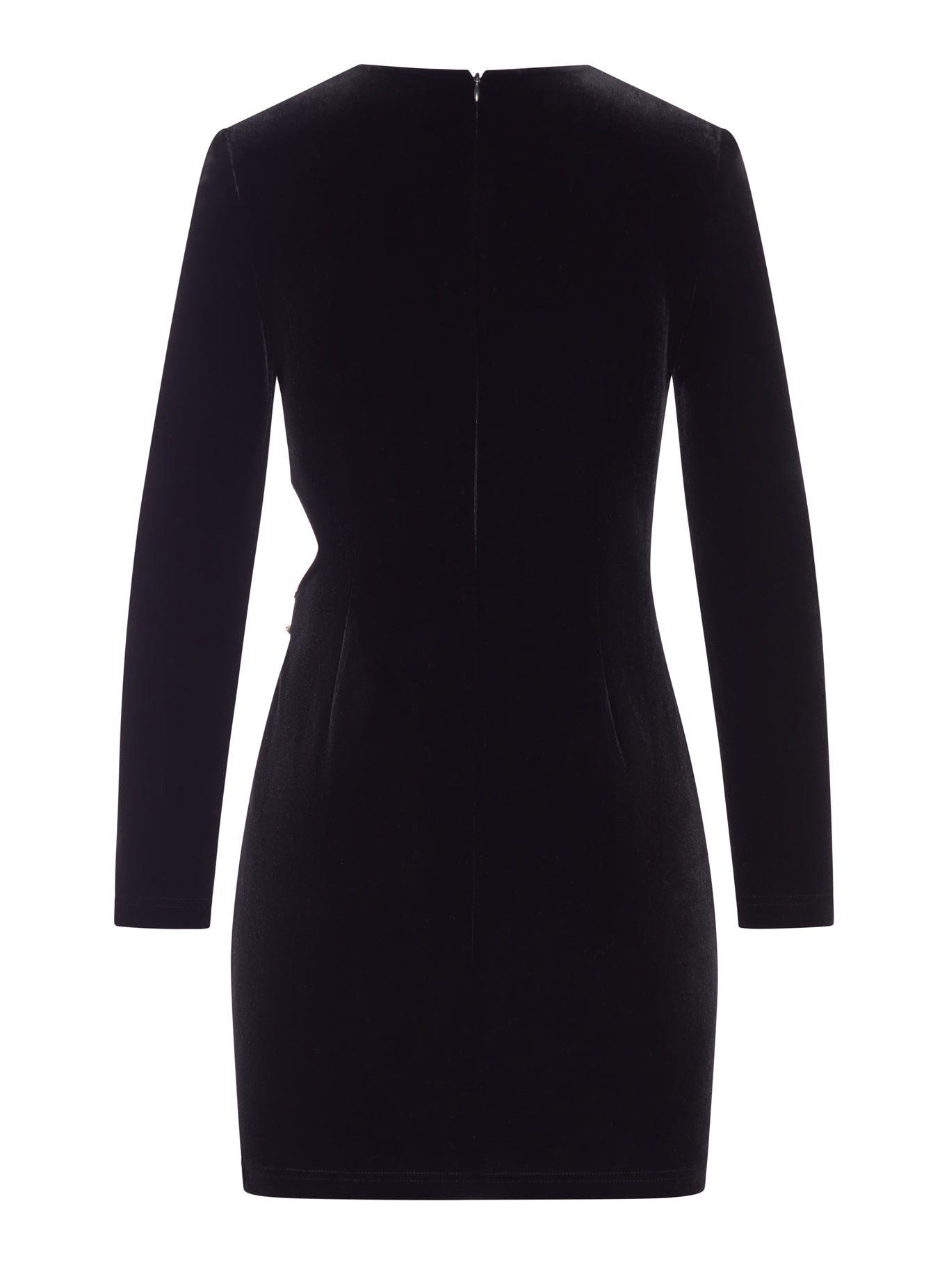 BLACK VELVET EMBELLISHED MINI DRESS - 2