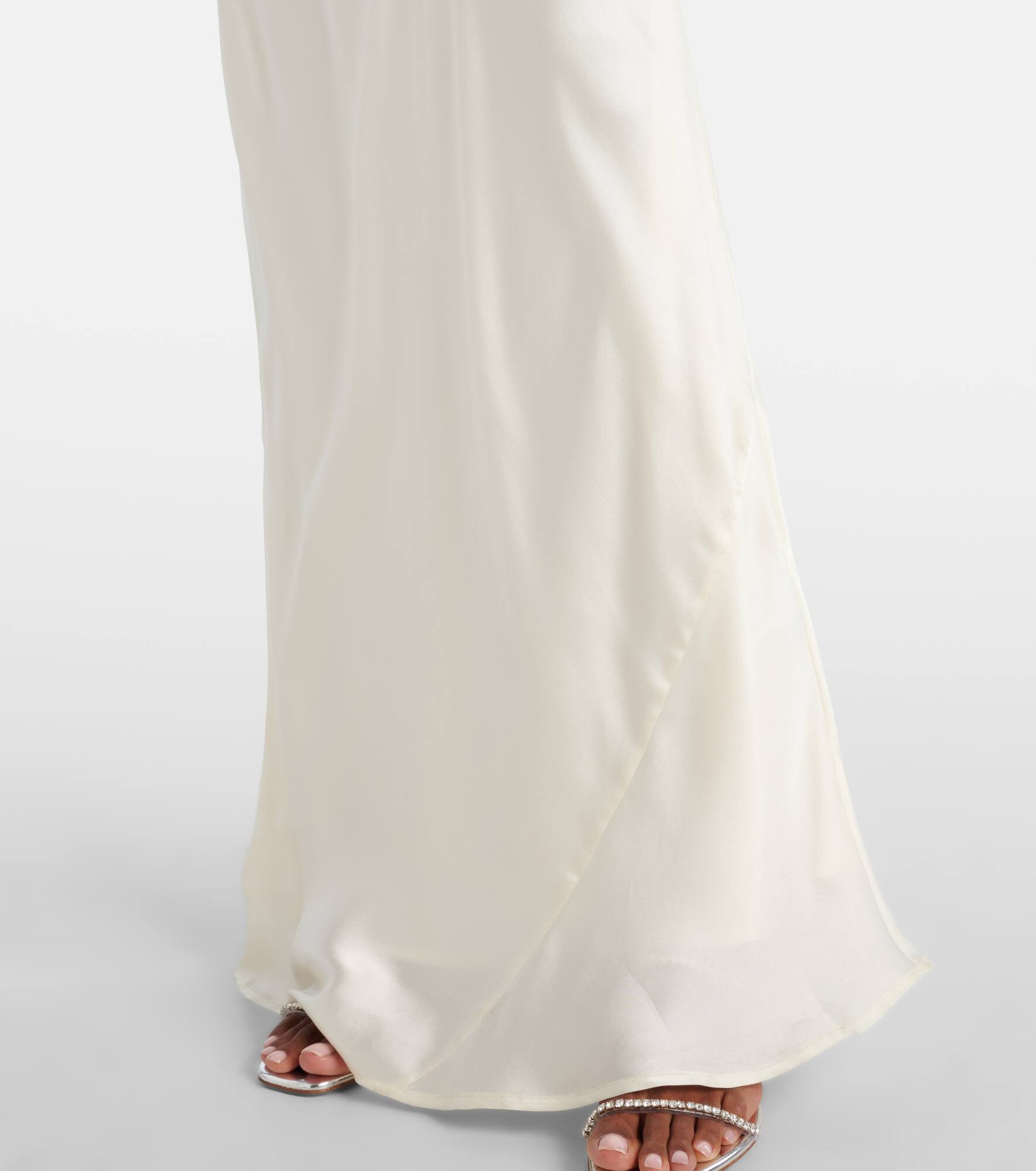 Lace-trimmed silk satin slip dress - 5