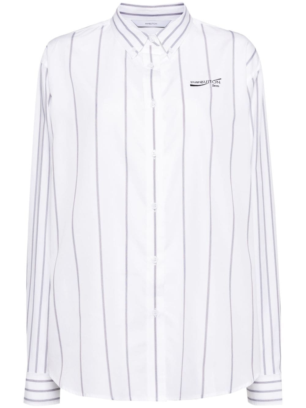 logo-embroidered striped shirt - 1