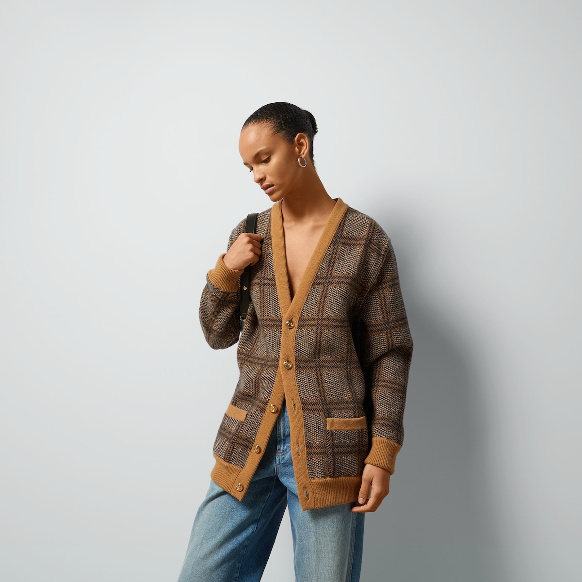 Reversible checked wool cardigan - 5