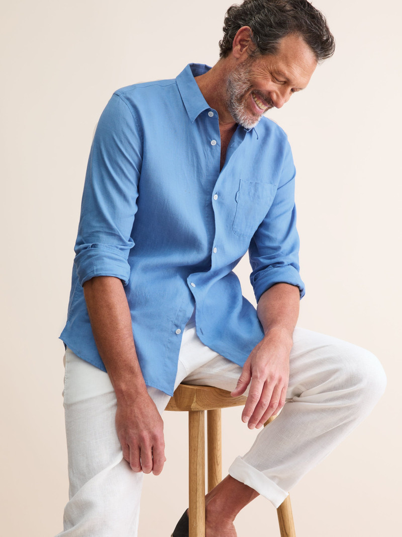 Men's Shirt Monaco Linen Santorini Blue 1