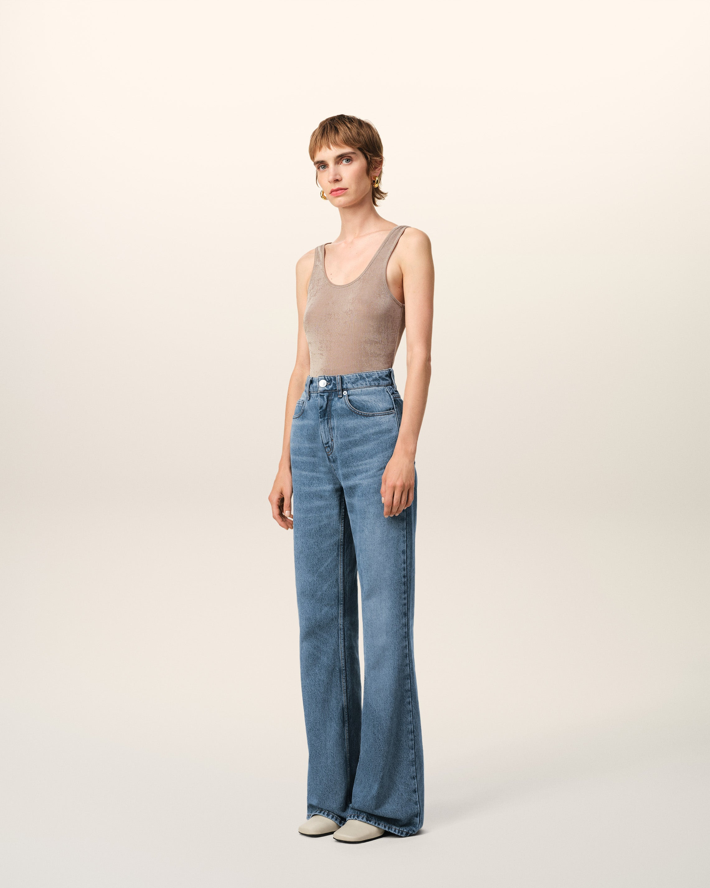 BLUE COTTON FLARE FIT JEANS - 6