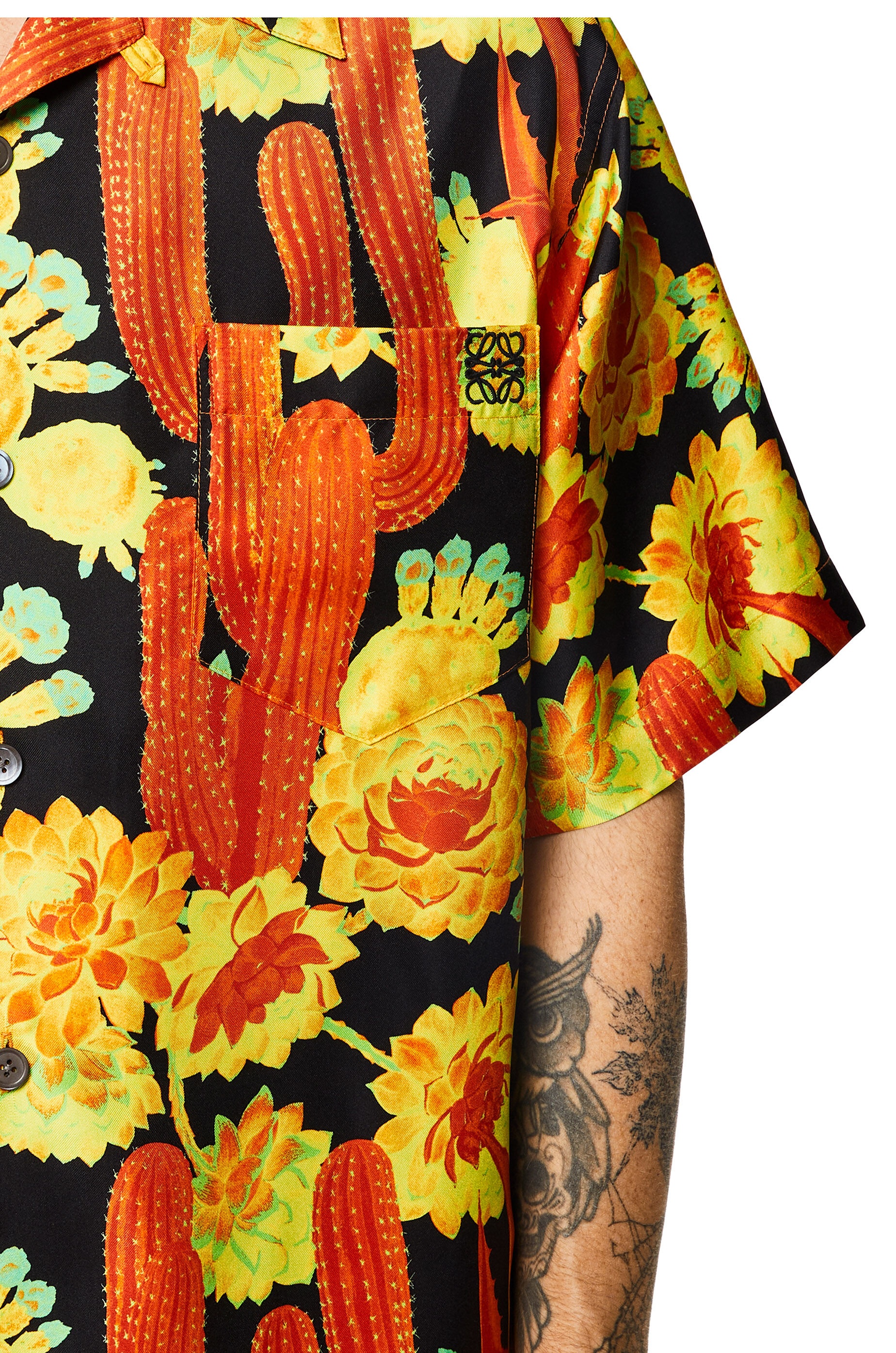 Cactus print bowling shirt in silk - 5