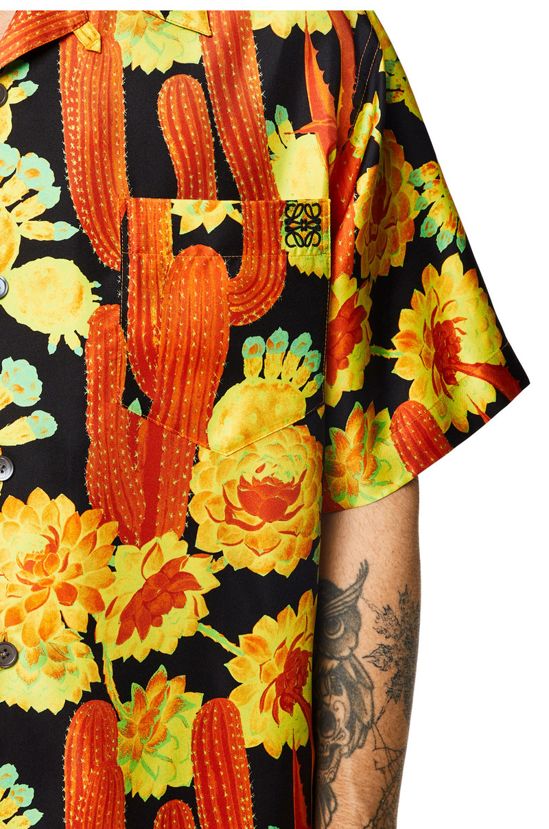 Cactus print bowling shirt in silk 5