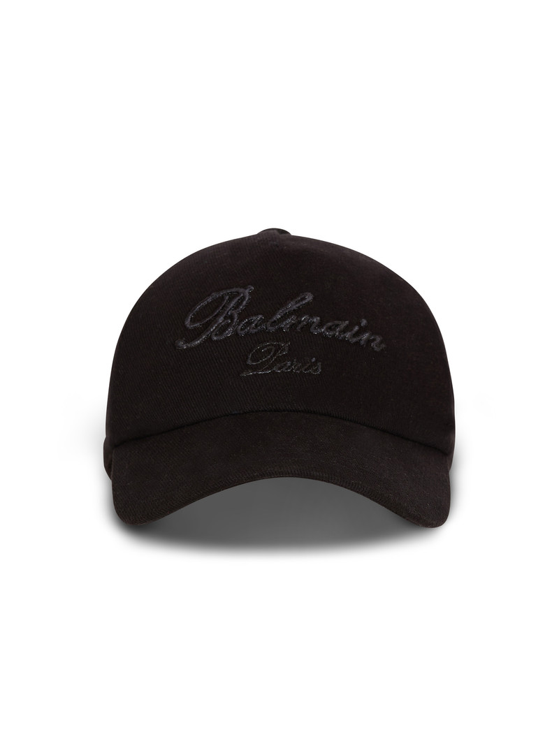 Cotton baseball cap with Balmain Signature embroidery 1
