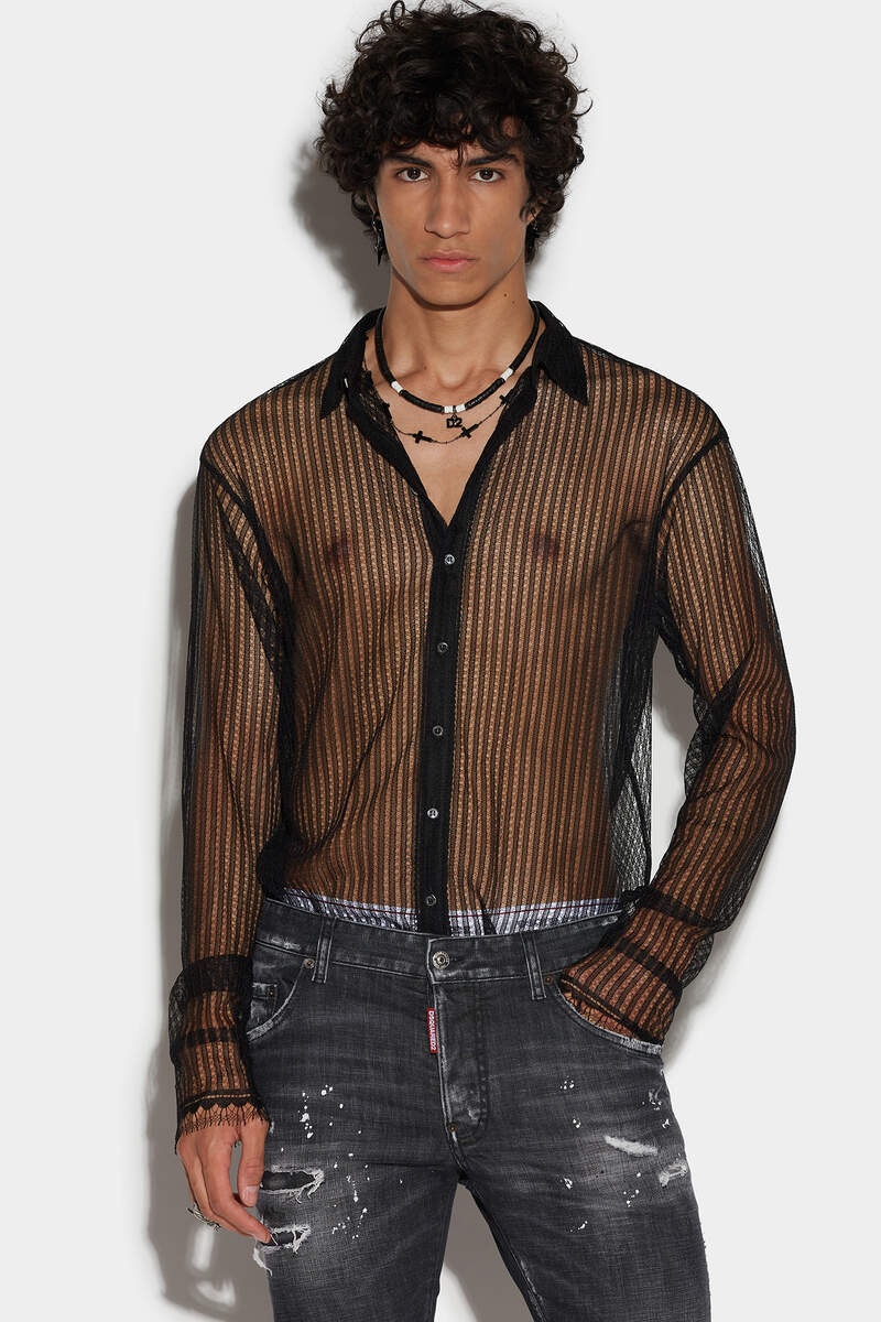LACE DROPPED SHOULDER SHIRT - 1