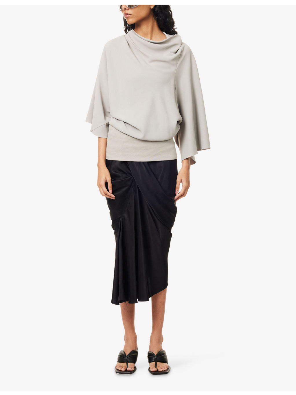 Cylinder Cowl-Neck Woven Top - 2