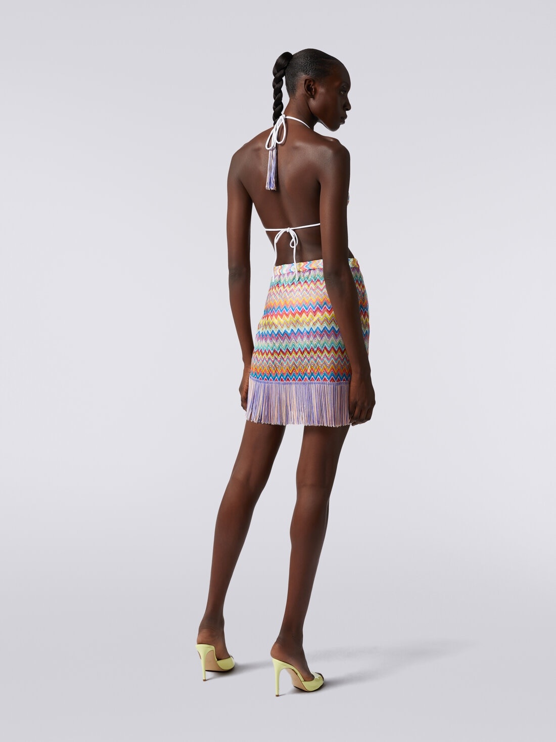 Cover-up wrap-around miniskirt with fringes - 4