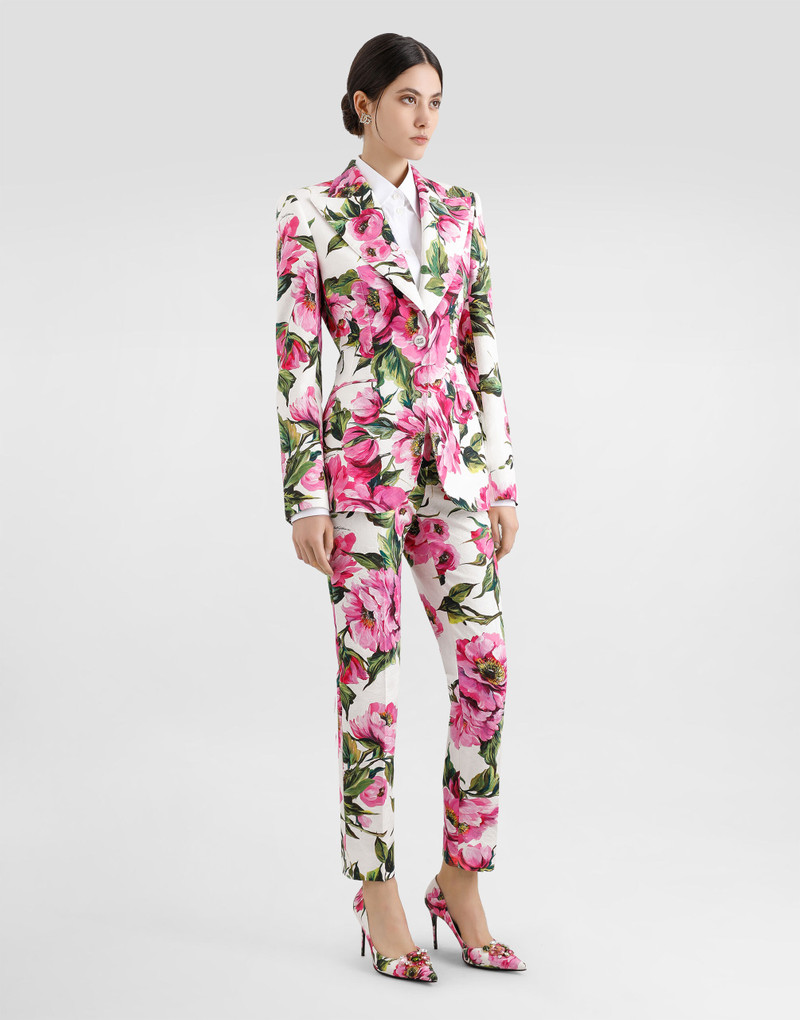 Dolce & Gabbana Cotton jacquard Turlington jacket with peony print outlook