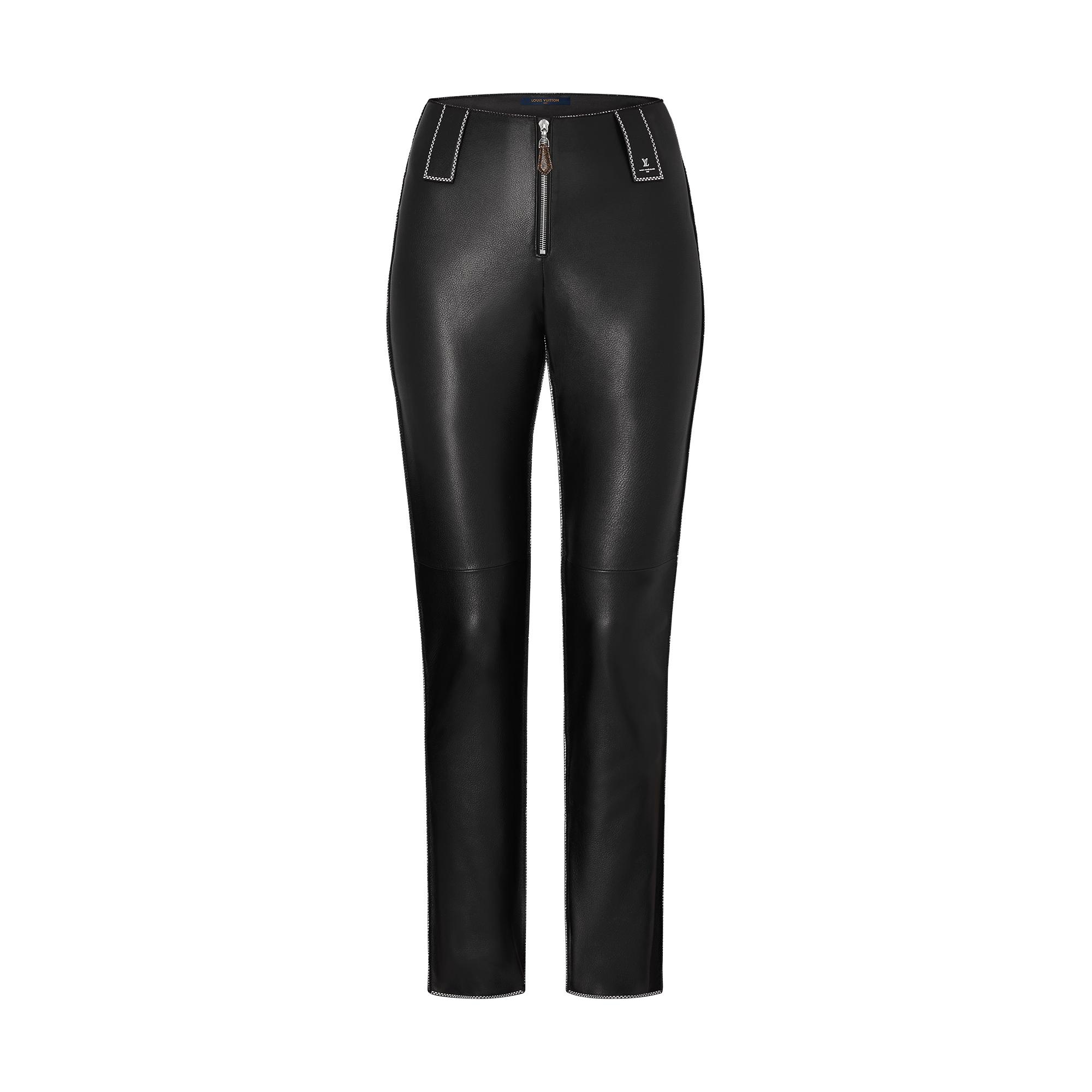 Couture Leather Leggings with Exposed Zipper - 1